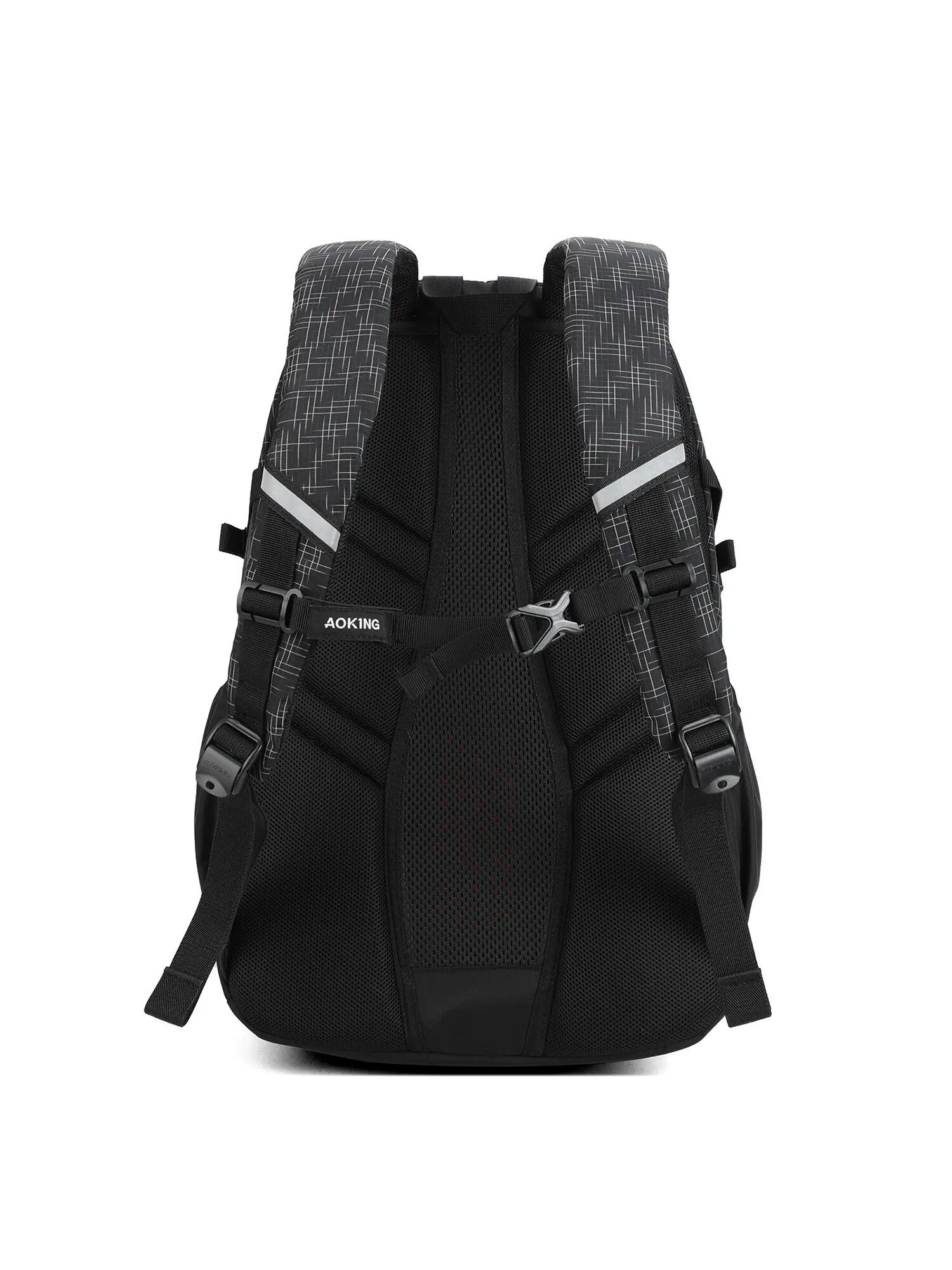 Aoking Unisex Rugzak Zwart en Geel - Polyester met Rits 5/6