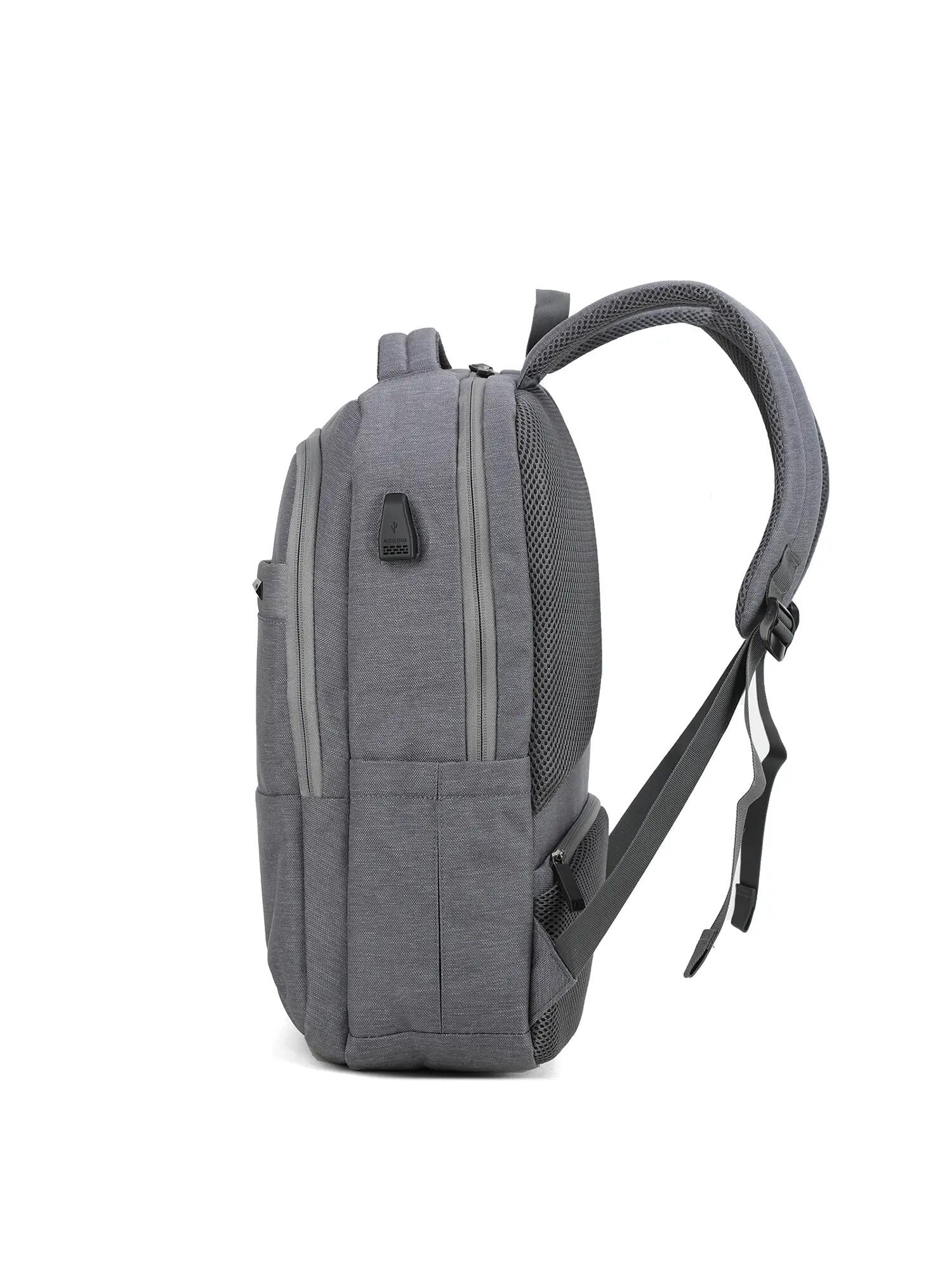 Zaino Aoking Voron Nero Poliestere - Chiusura Zip Tasche Multifunzionali 3/6