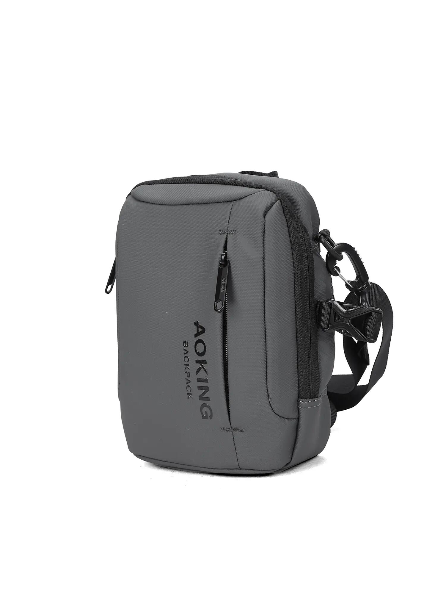Borsa a Spalla Unisex Aoking Nero - Sling Bag con Zip e Tracolla Regolabile 2/6