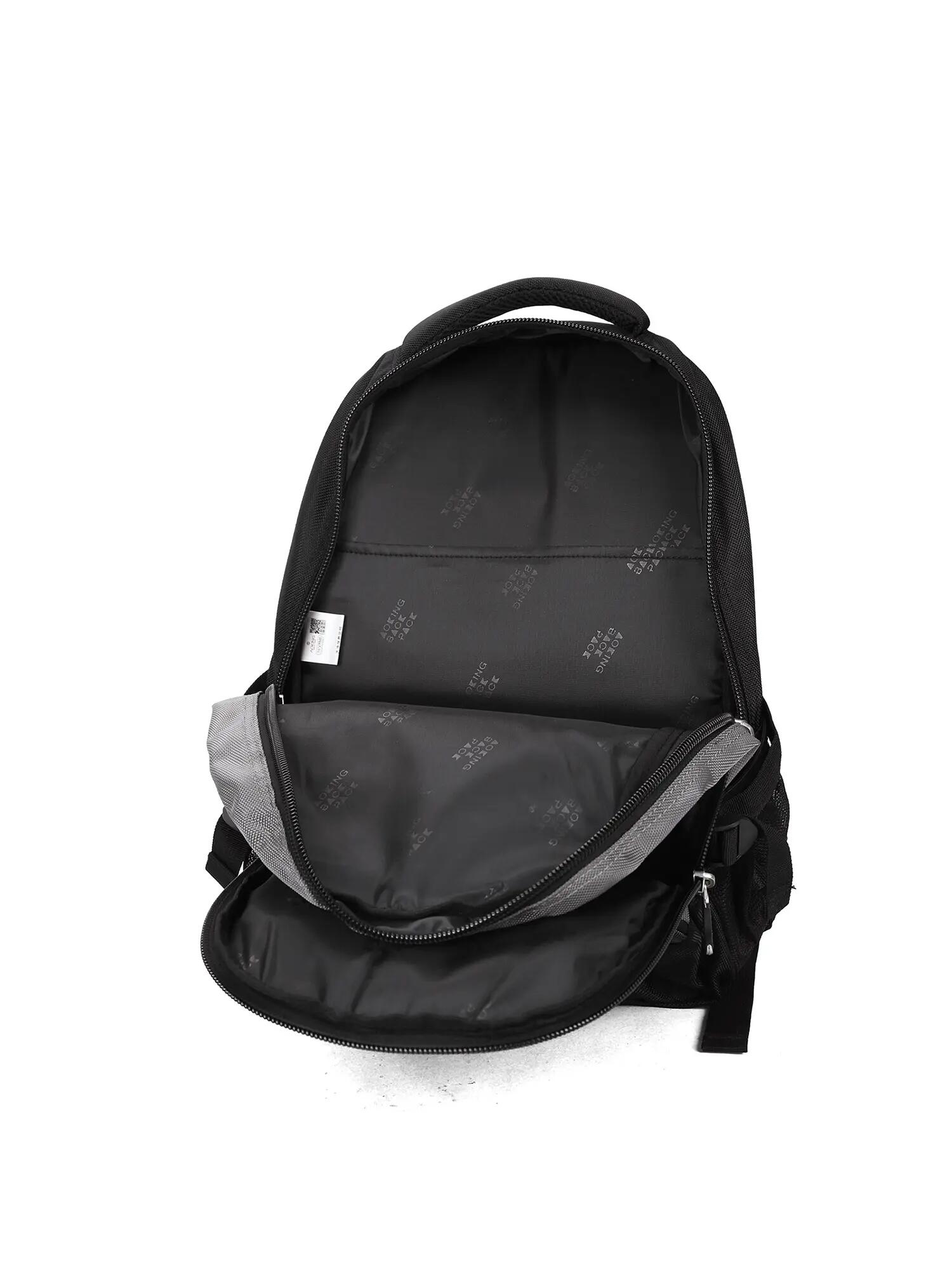 Aoking Mochila Unisex Negra Poliéster - Cierre Cremallera 3 Bolsillos 5/6