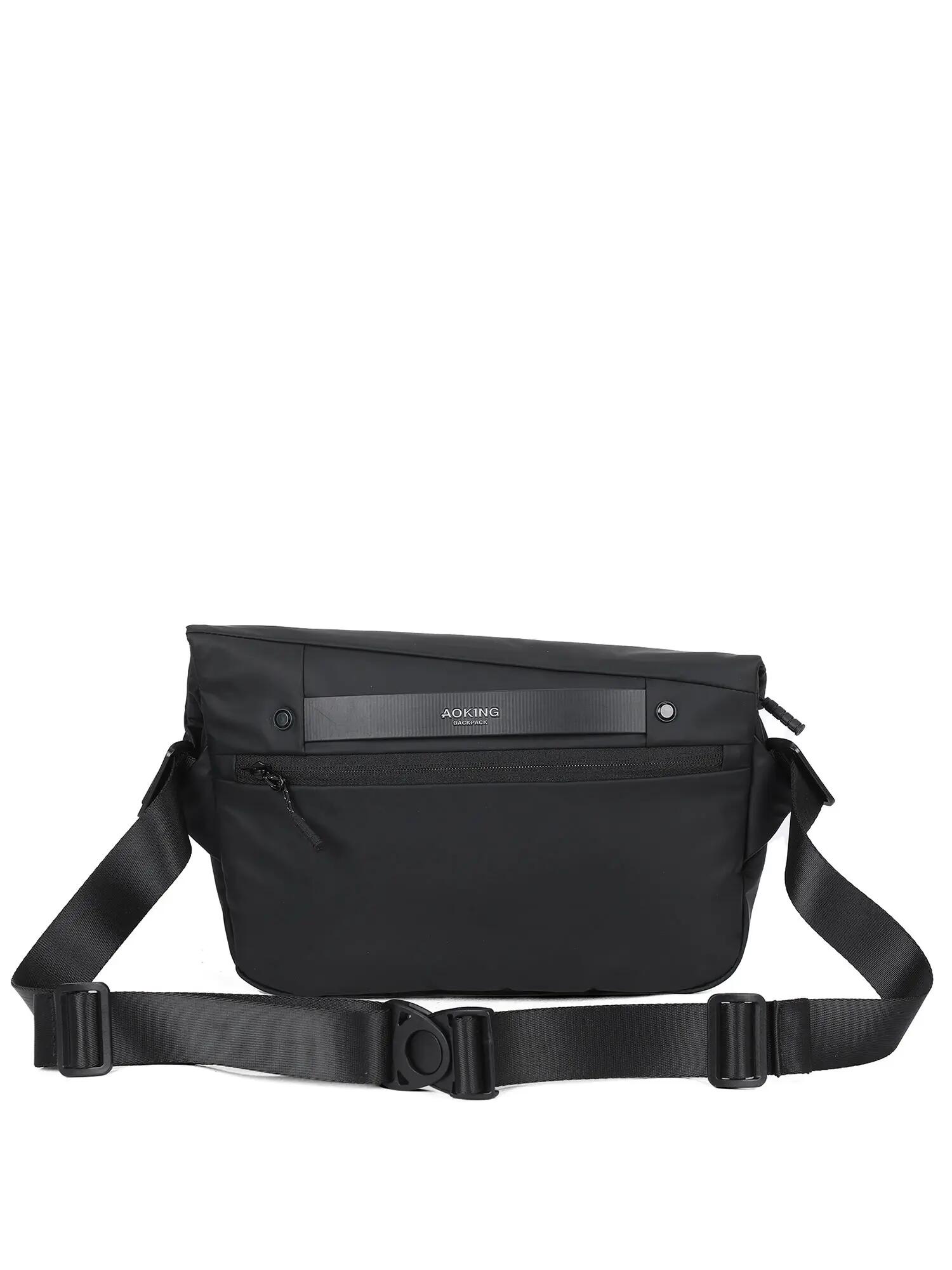 Aoking Borsa a Spalla Nero Unisex con Zip e Tasche Regolabile 4/6