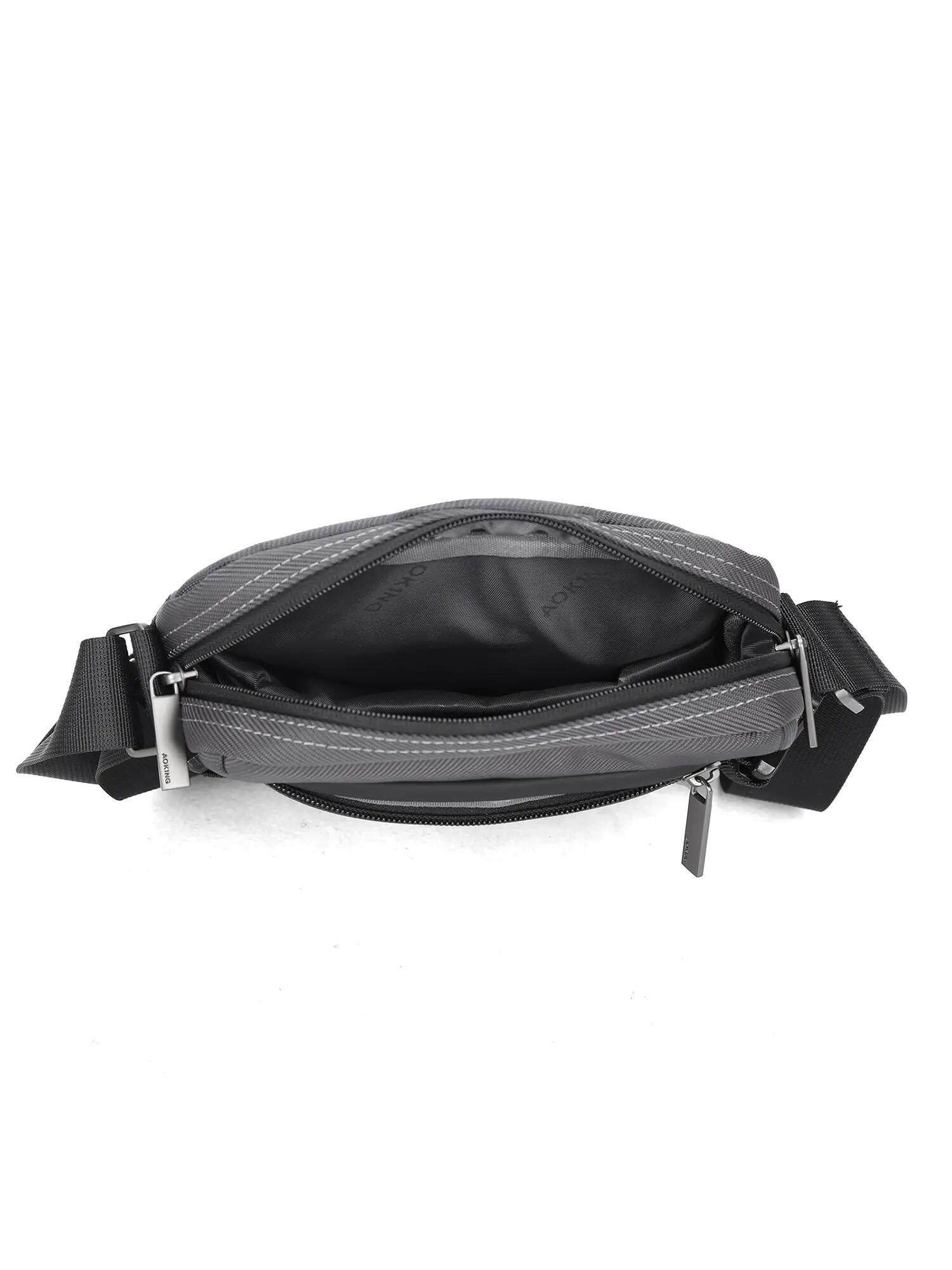 Aoking Borsa a Spalla Unisex Nero - Chiusura Zip Tracolla Regolabile 5/6