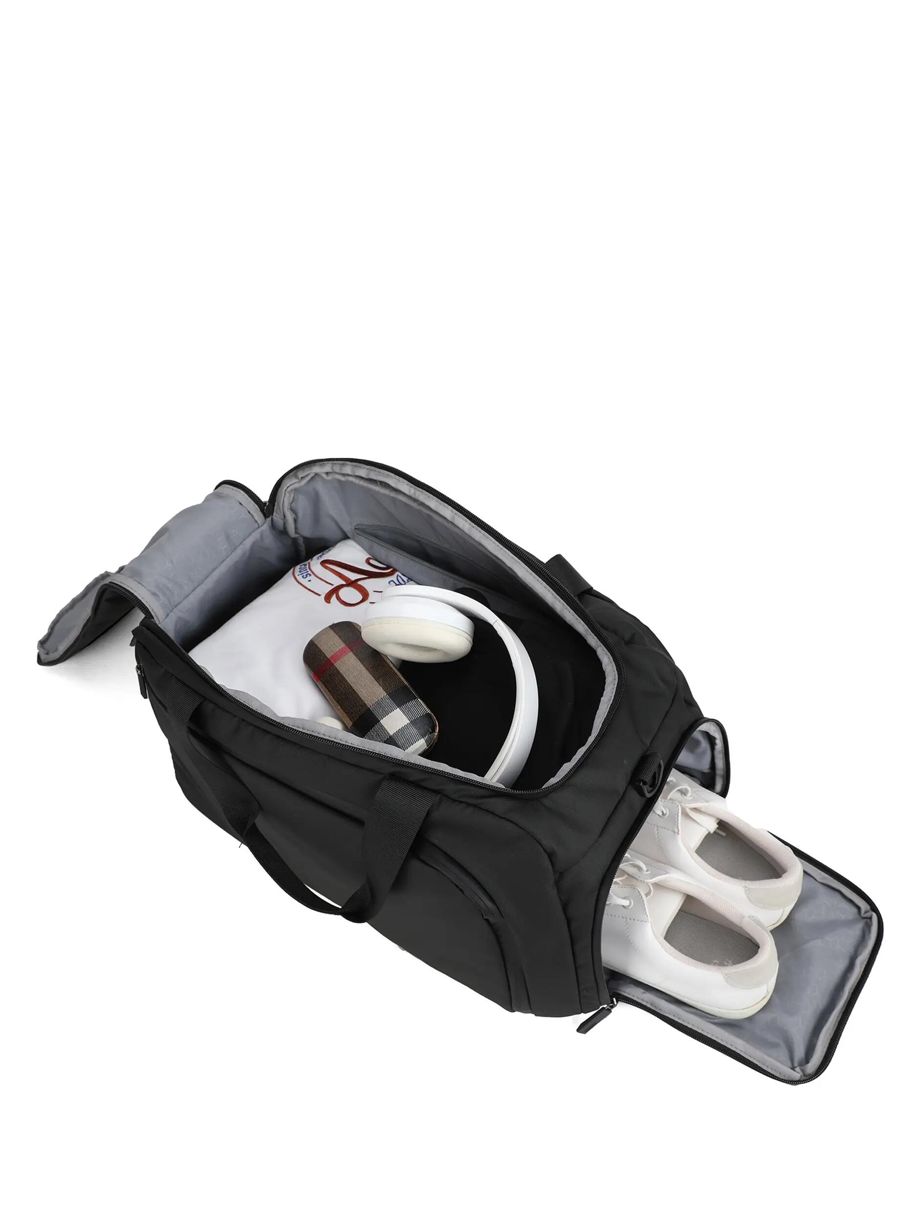 Unisex Reisetasche Schwarz mit Reißverschluss - 53x25x30 cm 6/6