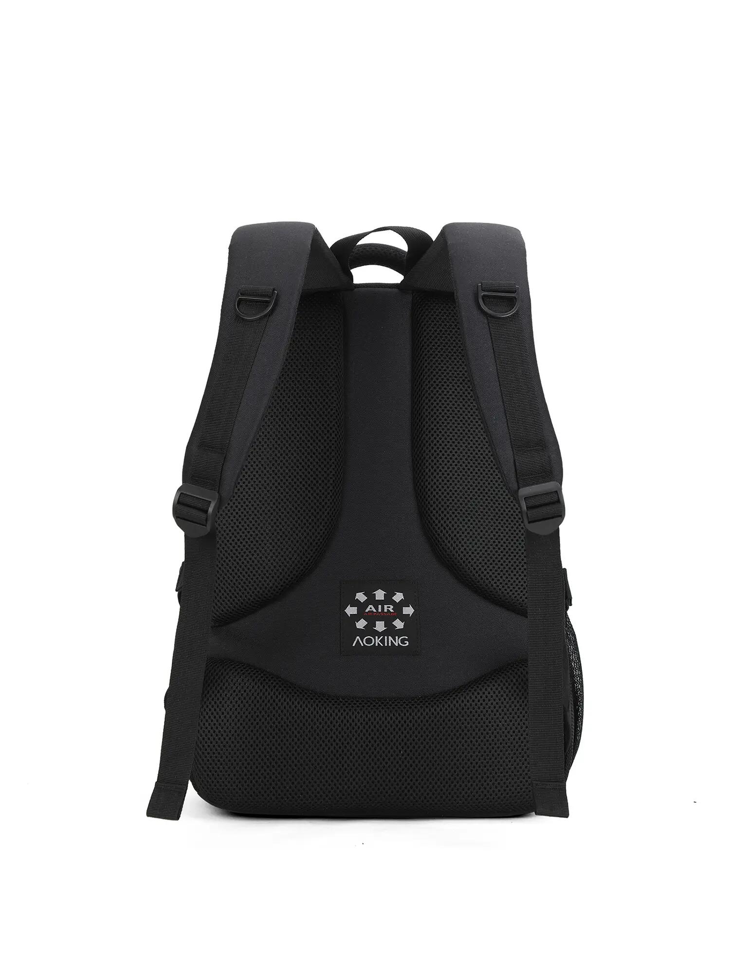Aoking Mochila Unisex Negra Poliéster - Cierre Cremallera 3 Bolsillos 4/6