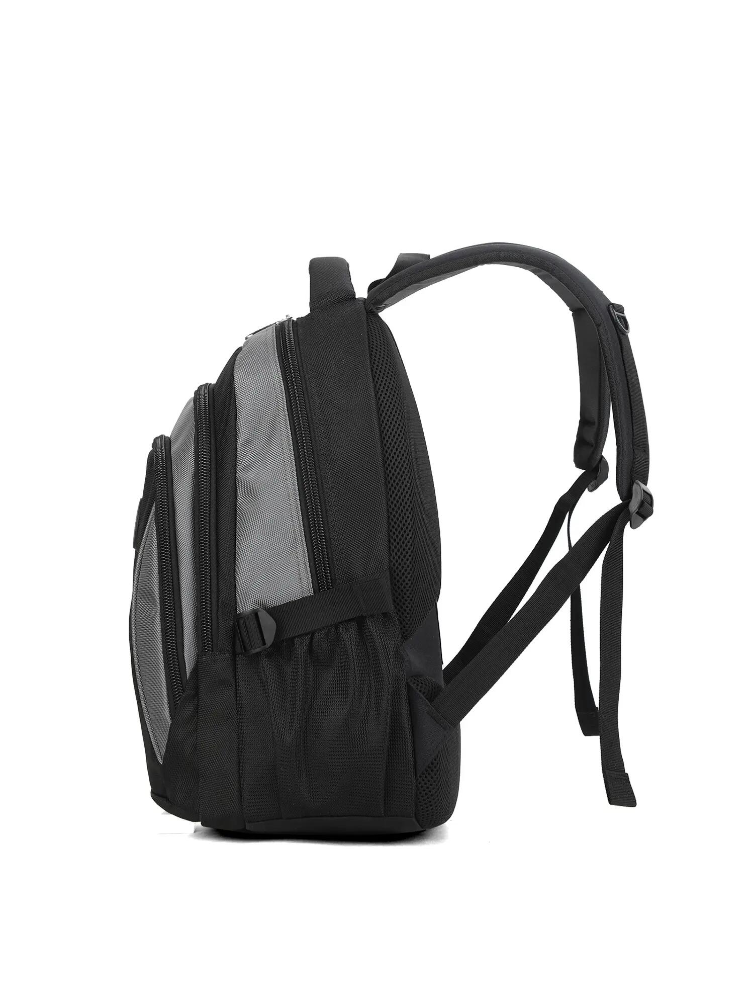 Aoking Mochila Unisex Negra Poliéster - Cierre Cremallera 3 Bolsillos 3/6