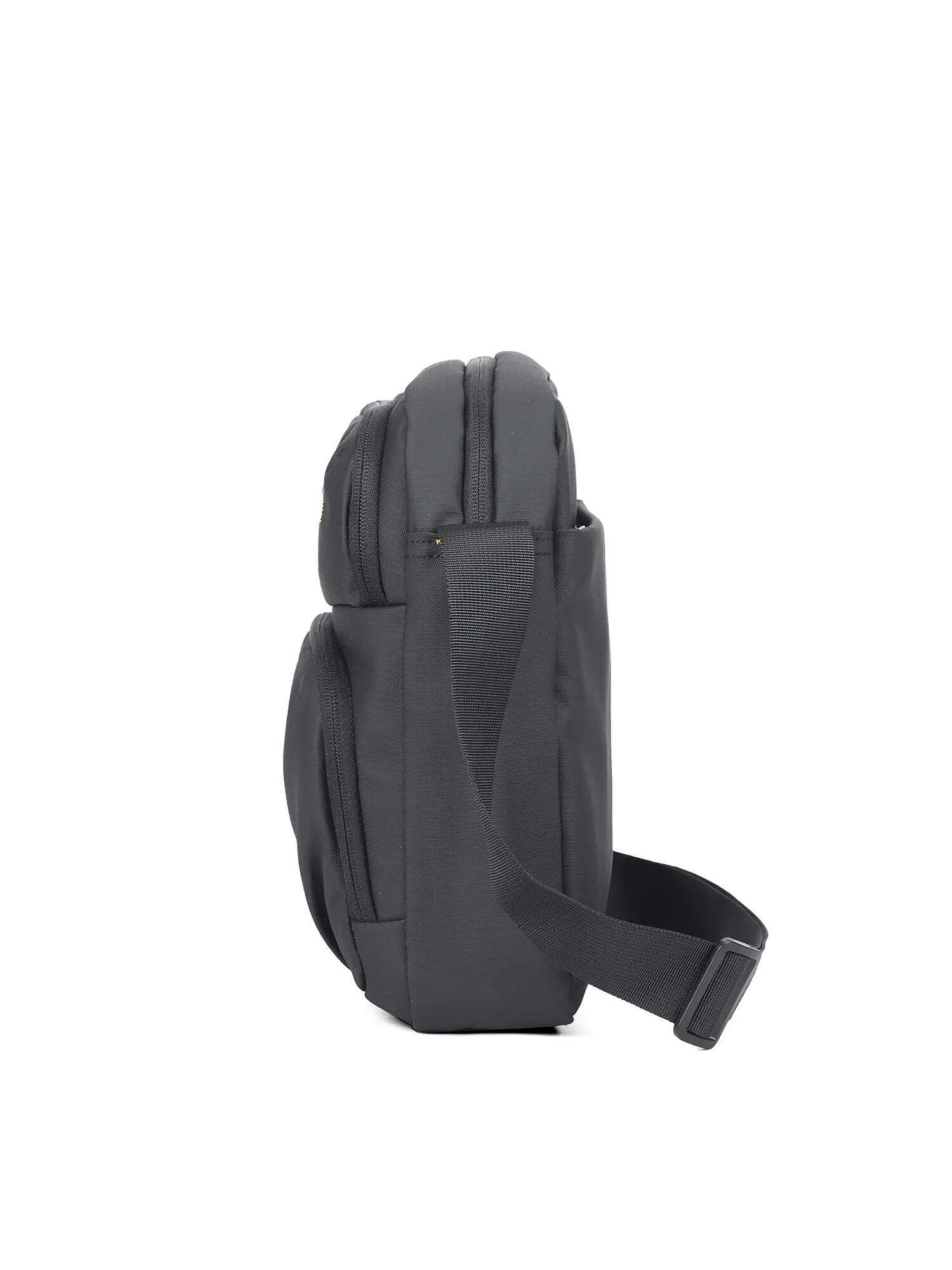 Aoking Umhängetasche Unisex Schwarz mit Reißverschluss und praktischen Fächern 3/6