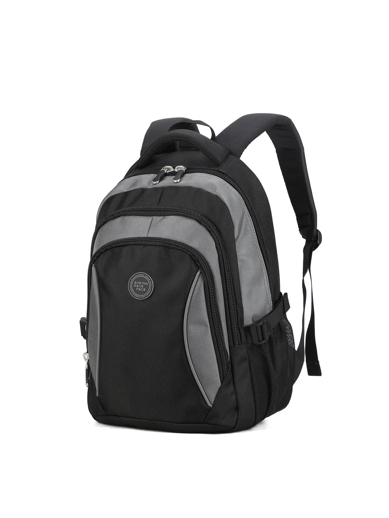 Aoking Mochila Unisex Negra Poliéster - Cierre Cremallera 3 Bolsillos 2/6