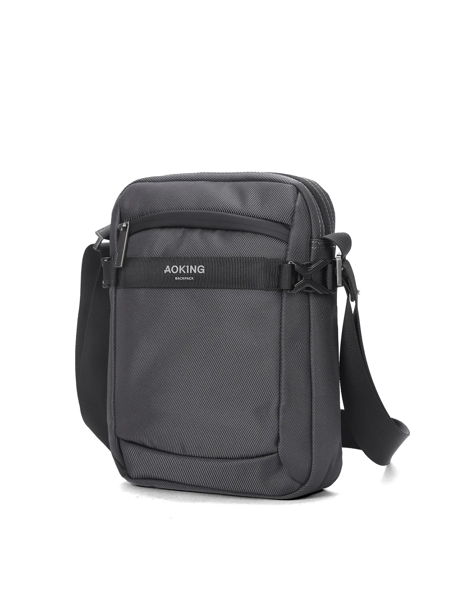 Aoking Borsa a Spalla Unisex Nero - Chiusura Zip Tracolla Regolabile 2/6