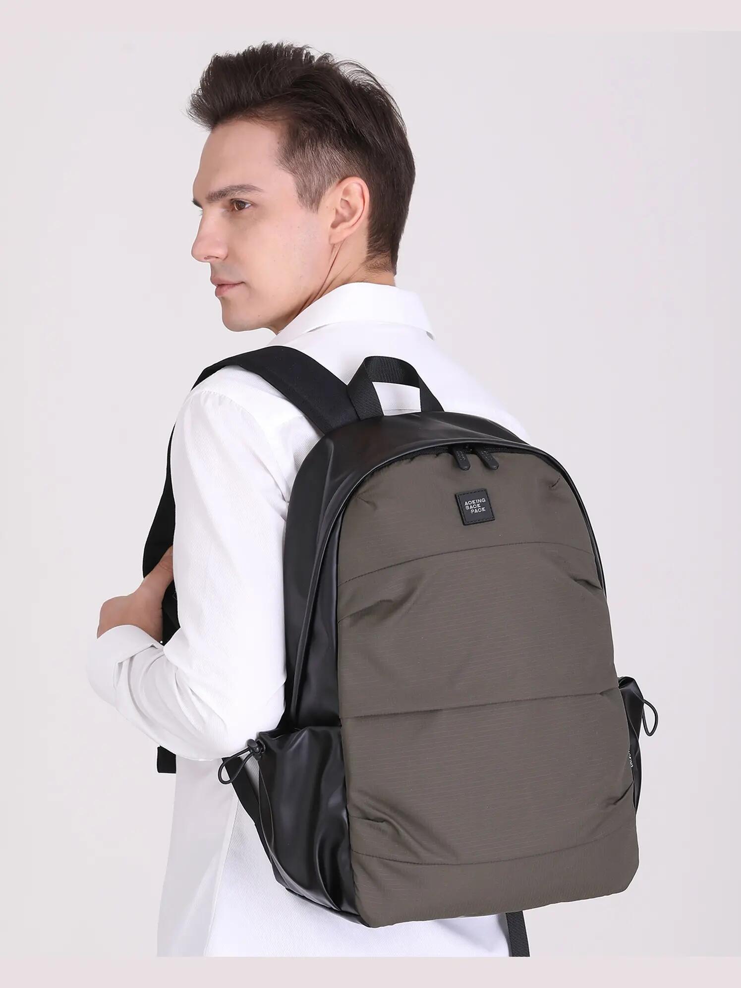 Sac à Dos Aoking Unisexe avec Fermeture Éclair - Polyester Noir Marron Vert 7/7