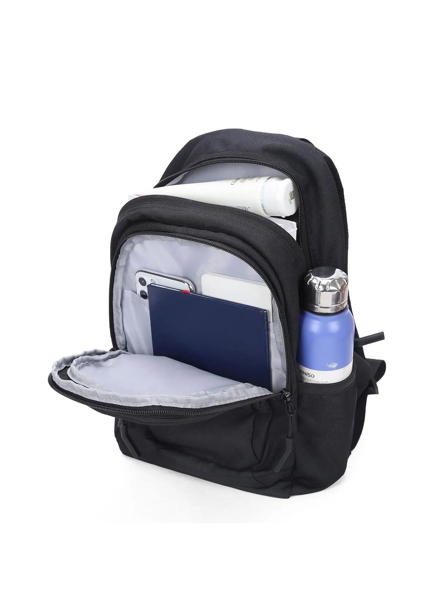 Batoh Aoking Černý Unisex - Zipový Uzávěr a Multifunkční Kapsy 5/6