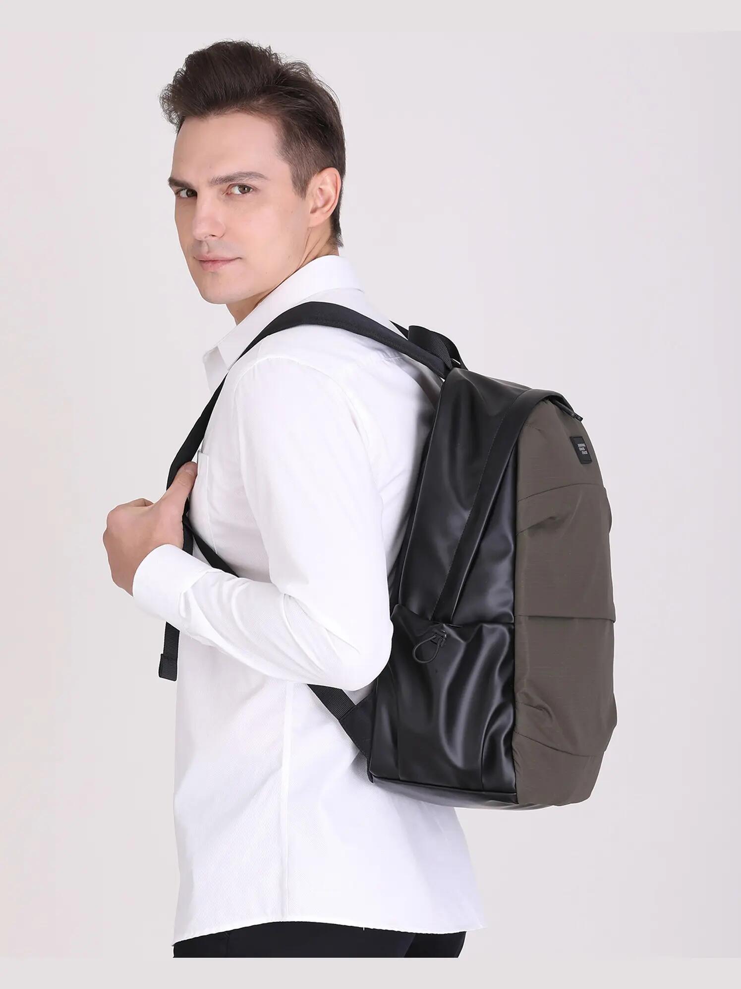 Sac à Dos Aoking Unisexe avec Fermeture Éclair - Polyester Noir Marron Vert 6/7