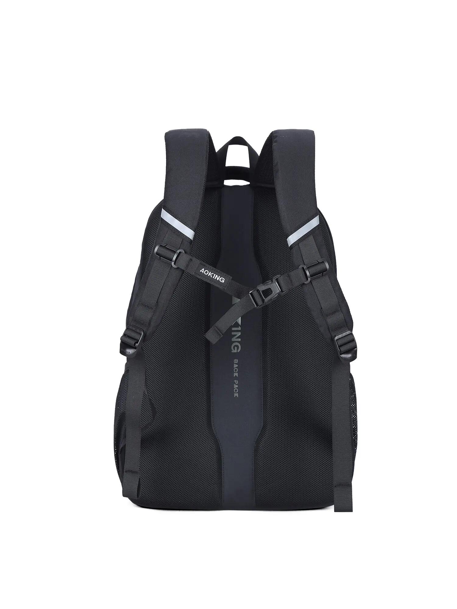 Aoking Rucksack Unisex Schwarz mit Reißverschluss - Polyester Casual 4/6