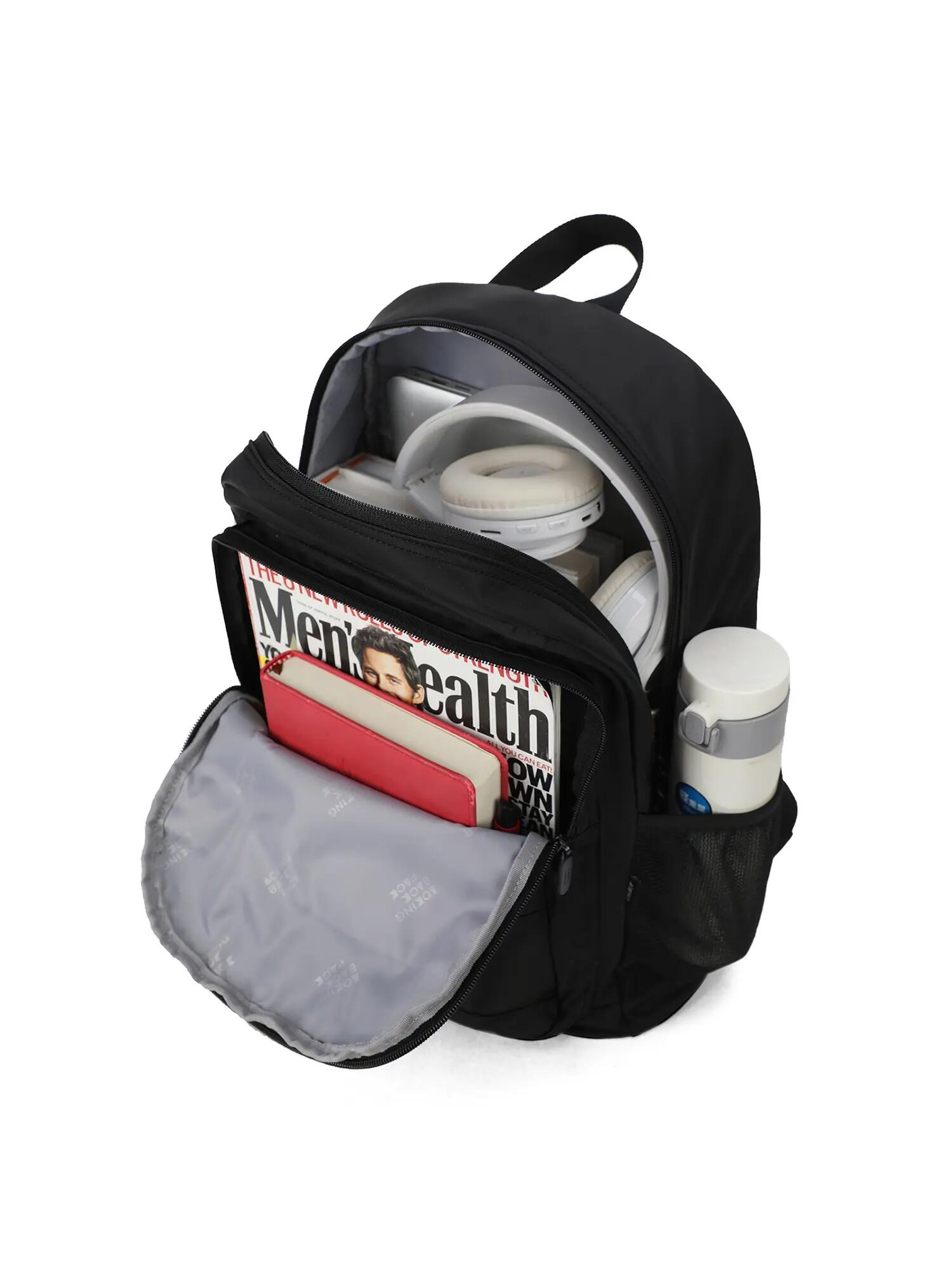 Zaino Unisex Aoking Nero con Zip - Poliestere 30x40 cm 5/6