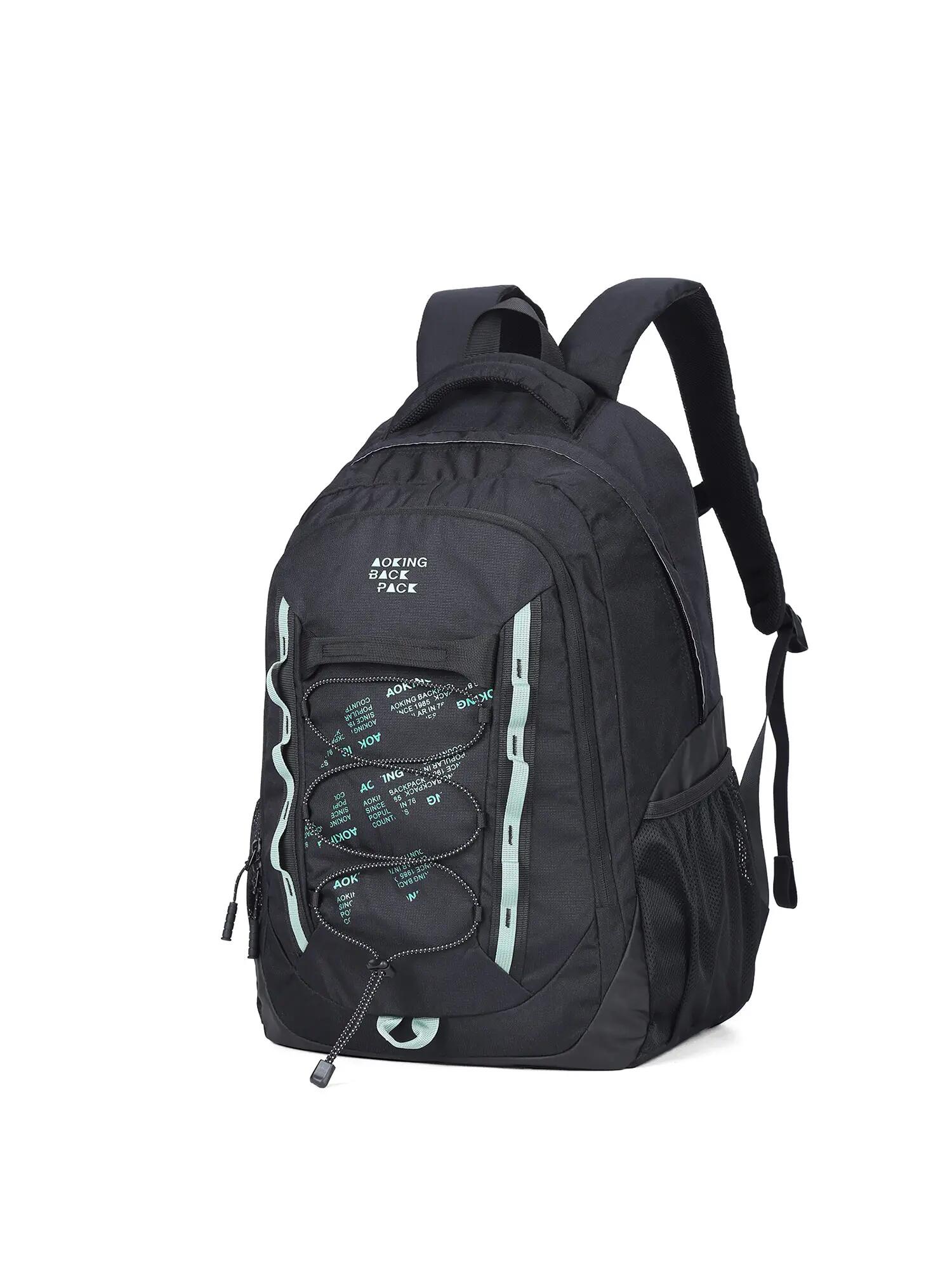 Aoking Rucksack Unisex Schwarz mit Reißverschluss - Polyester Casual 2/6
