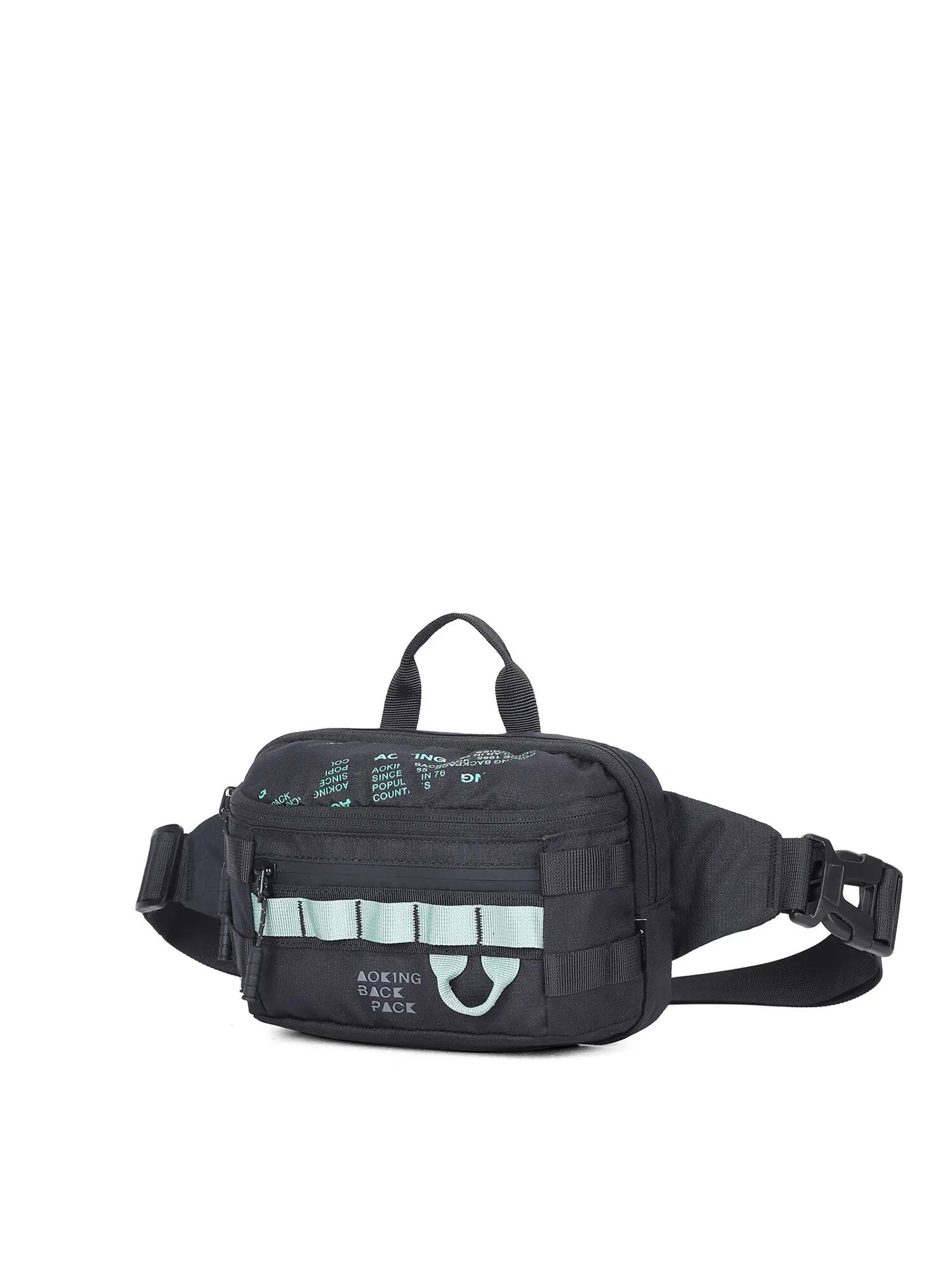 Aoking Unisex Bauchtasche Schwarz - Reißverschluss mit verstellbarem 2/6