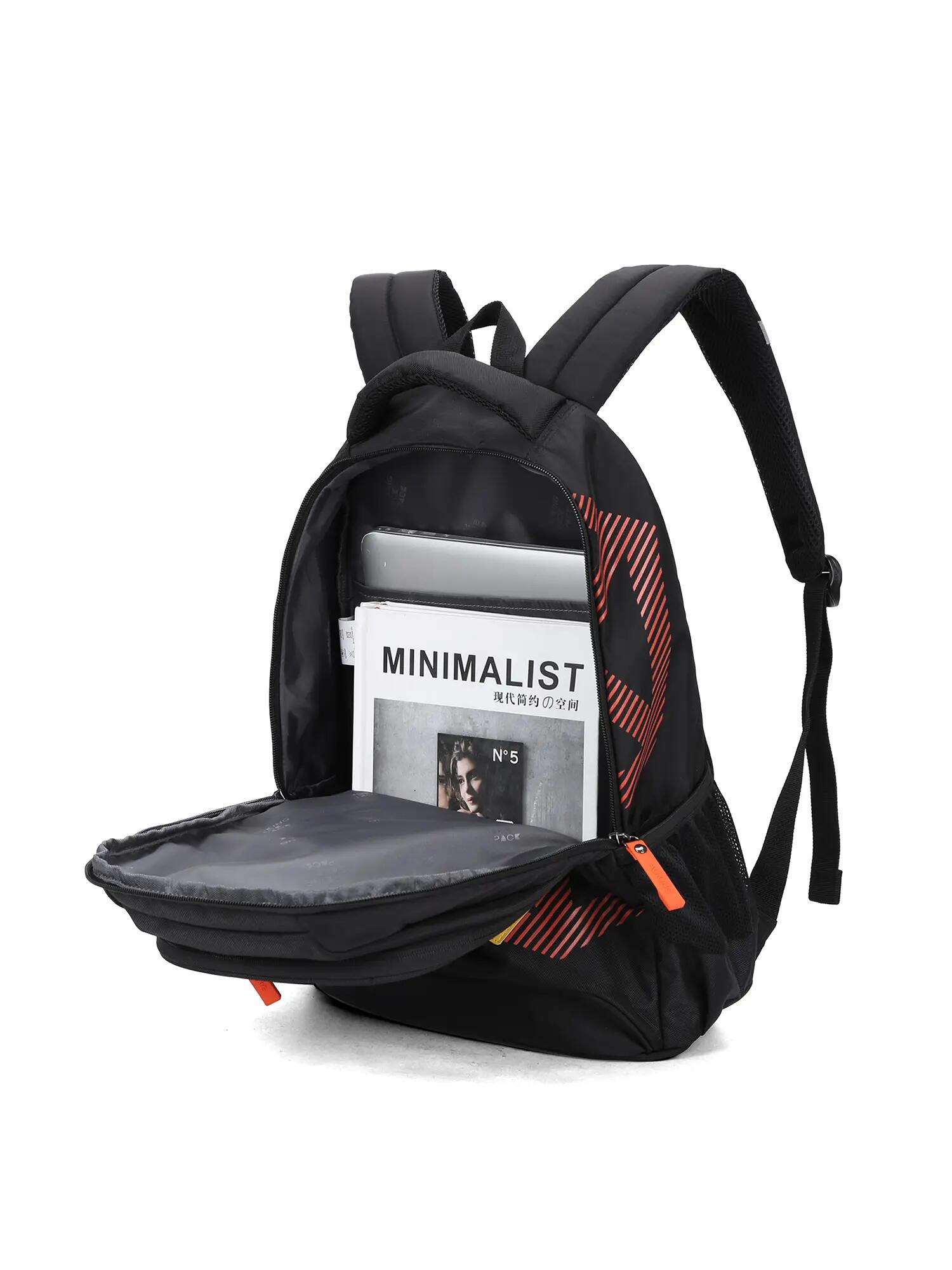 Aoking Unisex Rucksack Schwarz mit Reißverschluss - Polyester Casual 5/6