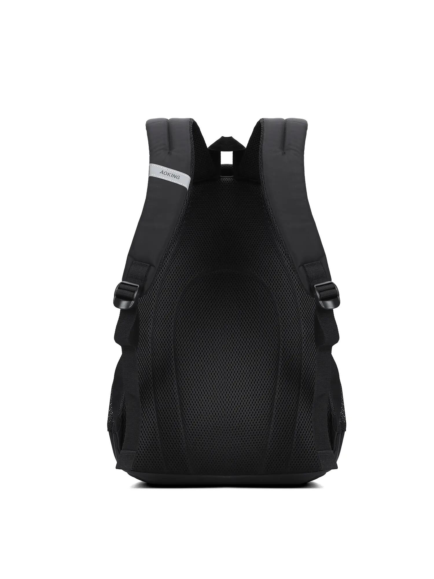 Aoking Unisex Rucksack Schwarz mit Reißverschluss - Polyester Casual 4/6