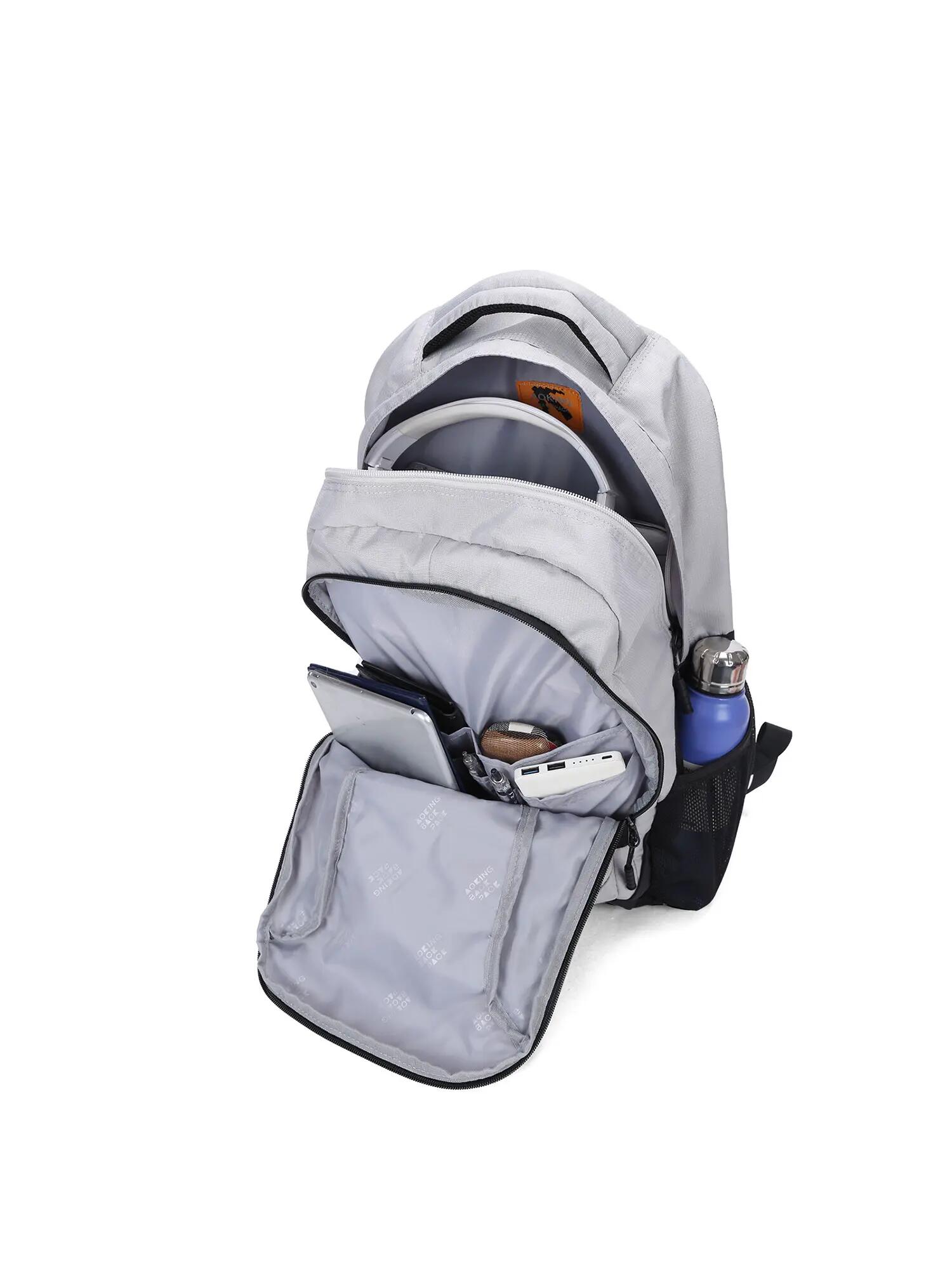 Aoking Zaino Unisex Nero con Zip - Poliestere Casual 5/6