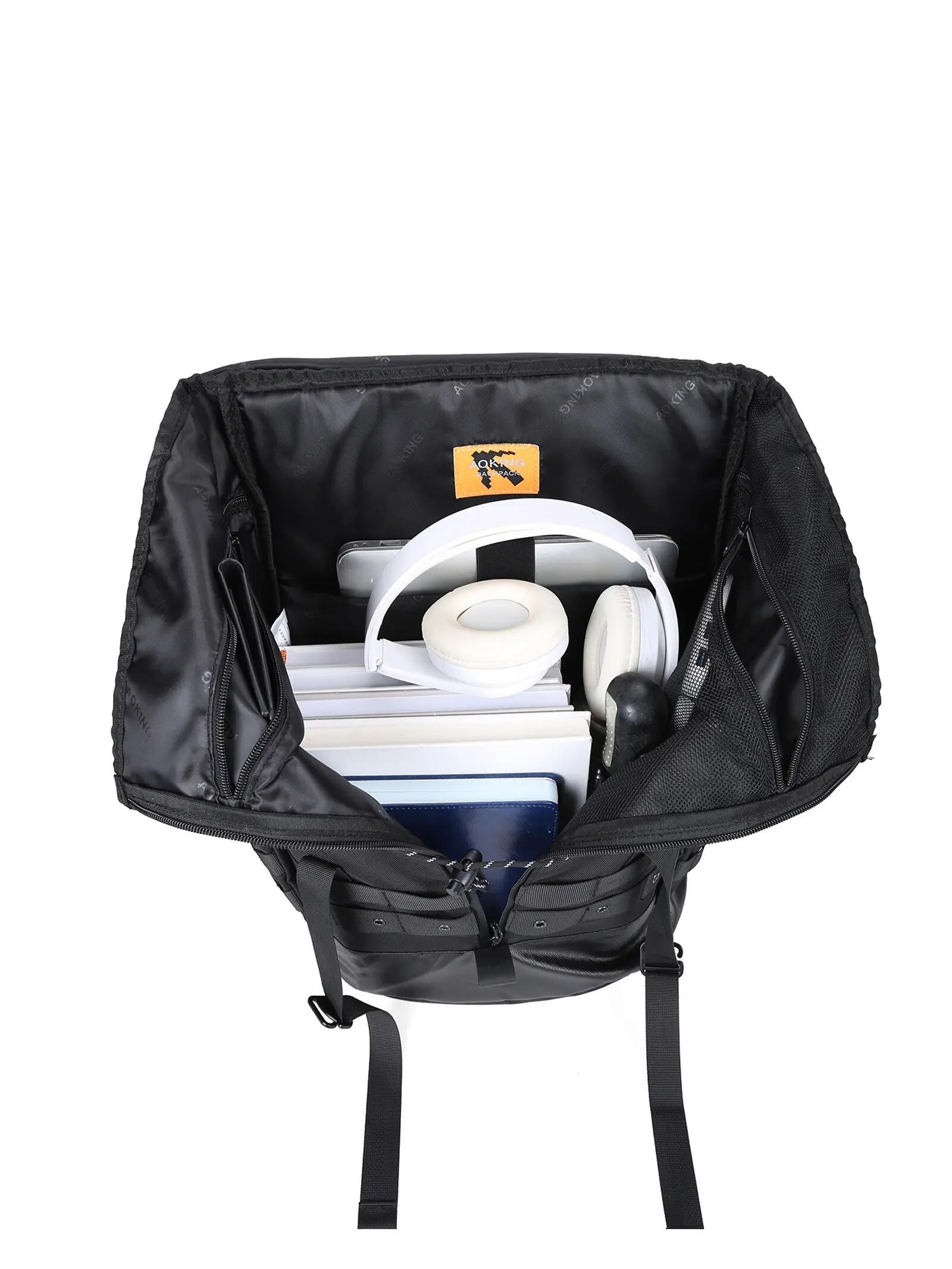 Sac à Dos Noir Unisexe Aoking Zenith Elite - Polyester avec Fermeture Éclair 5/6