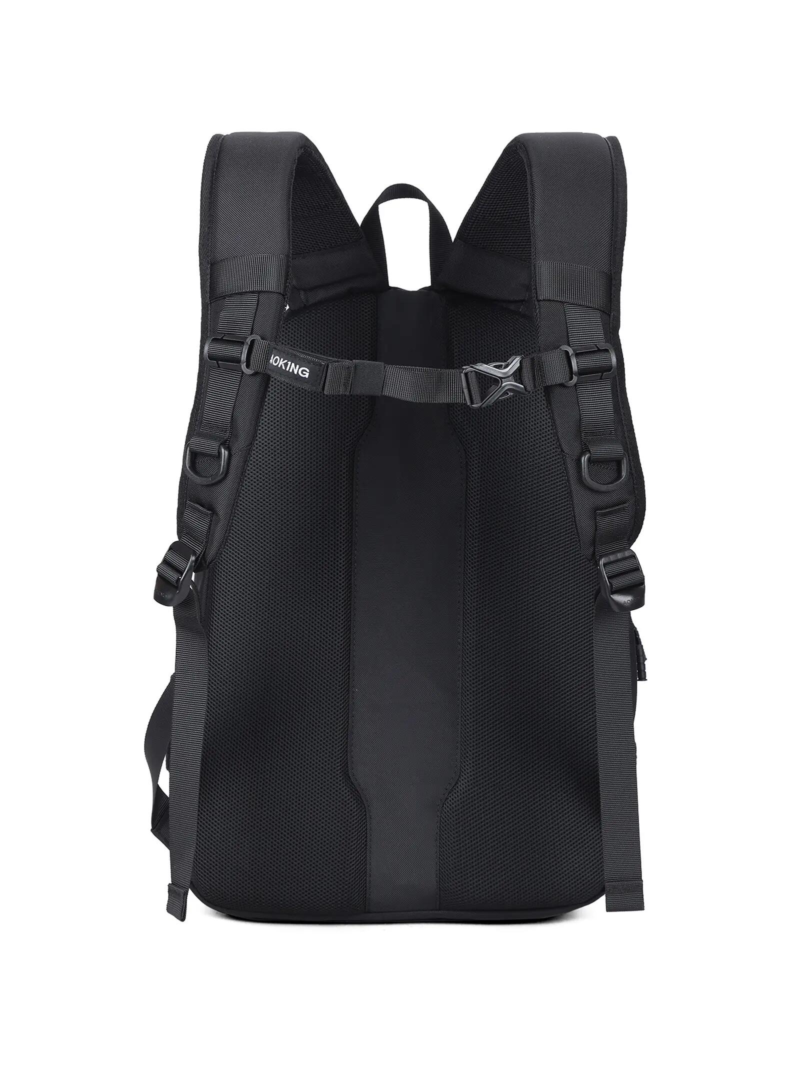 Aoking Rucksack Schwarz Unisex mit Reißverschluss - Polyester Casual 31x45cm 4/6