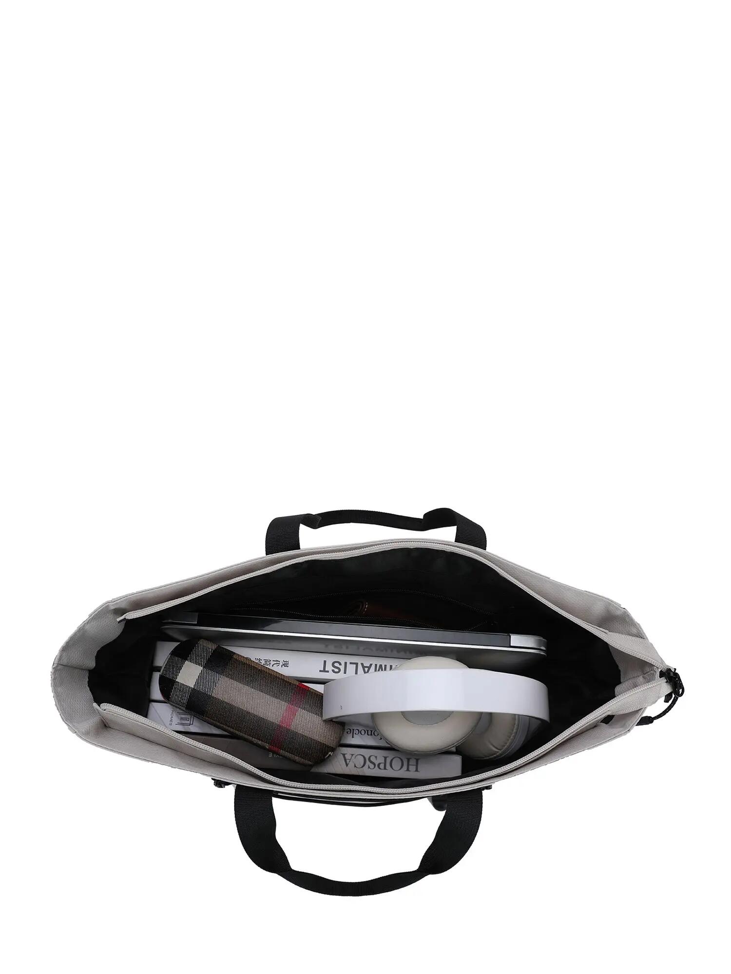 Bolsa de Hombro Unisex Gris Negro con Cierre de Cremallera y Correa Desmontable 5/6