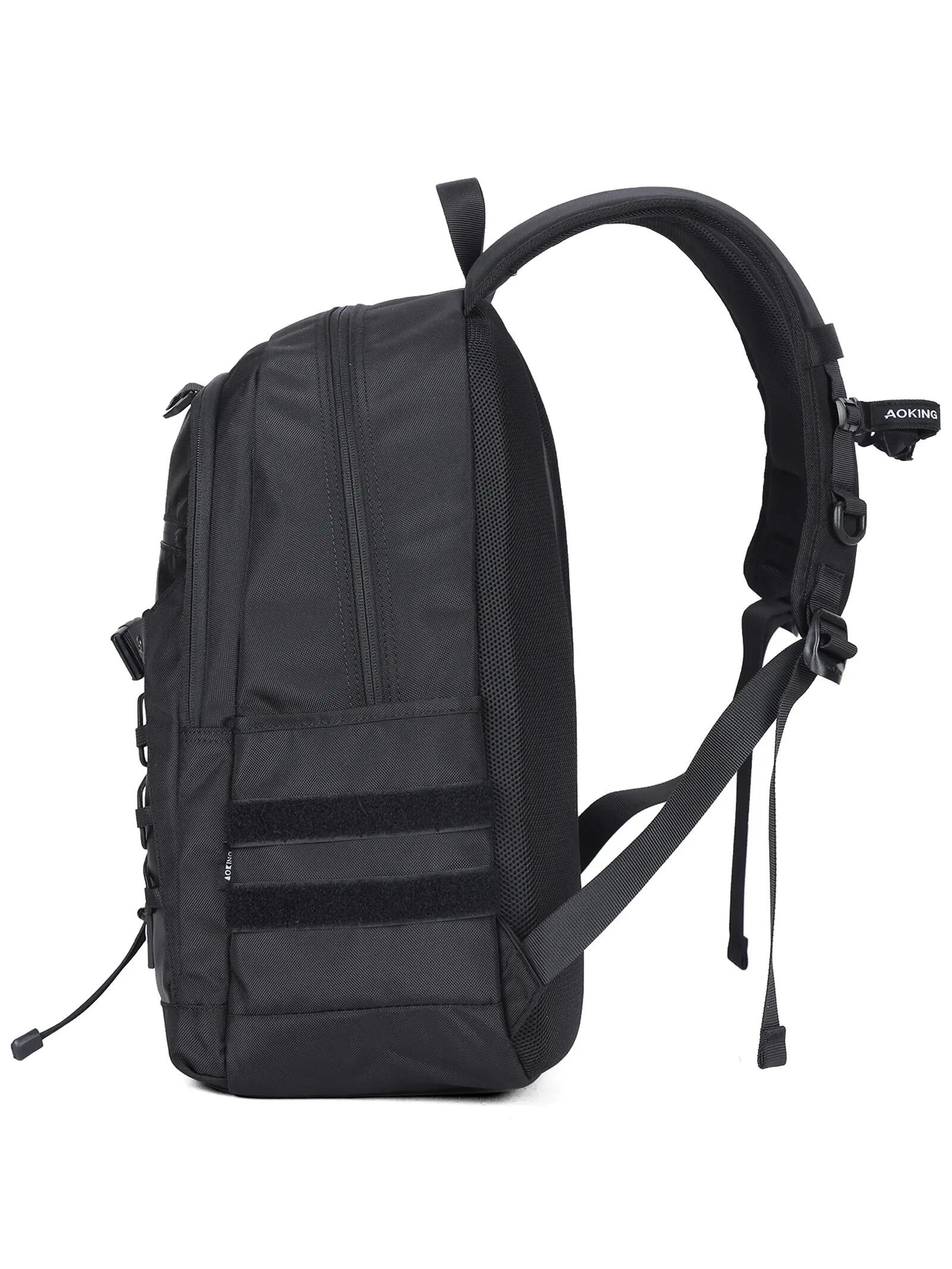 Aoking Rucksack Schwarz Unisex mit Reißverschluss - Polyester Casual 31x45cm 3/6