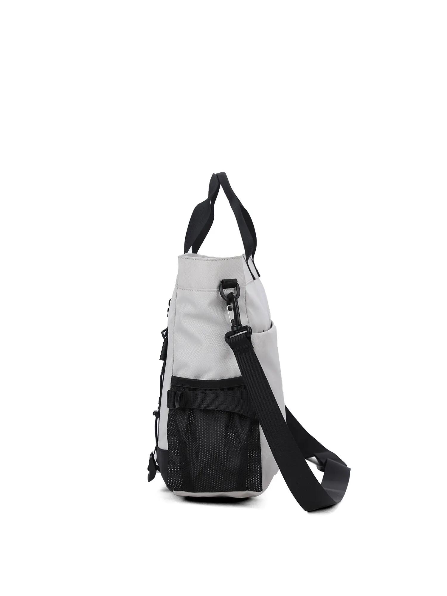 Bolsa de Hombro Unisex Gris Negro con Cierre de Cremallera y Correa Desmontable 3/6