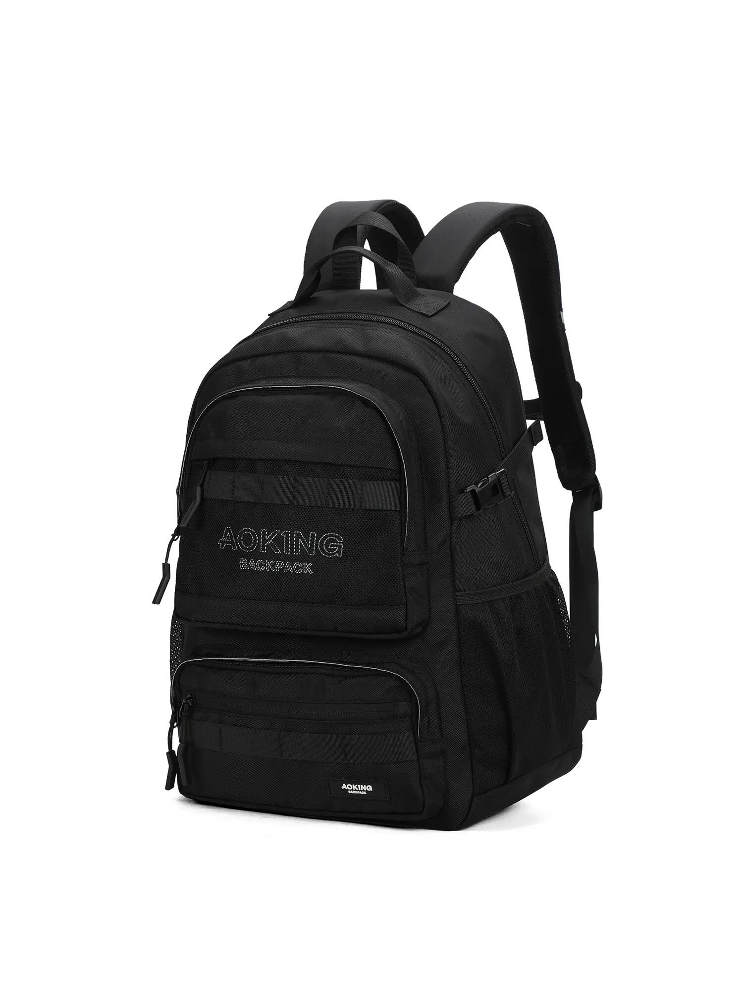 Aoking Unisex Rugzak Zwart met Rits - Polyester 35x49 cm 2/6