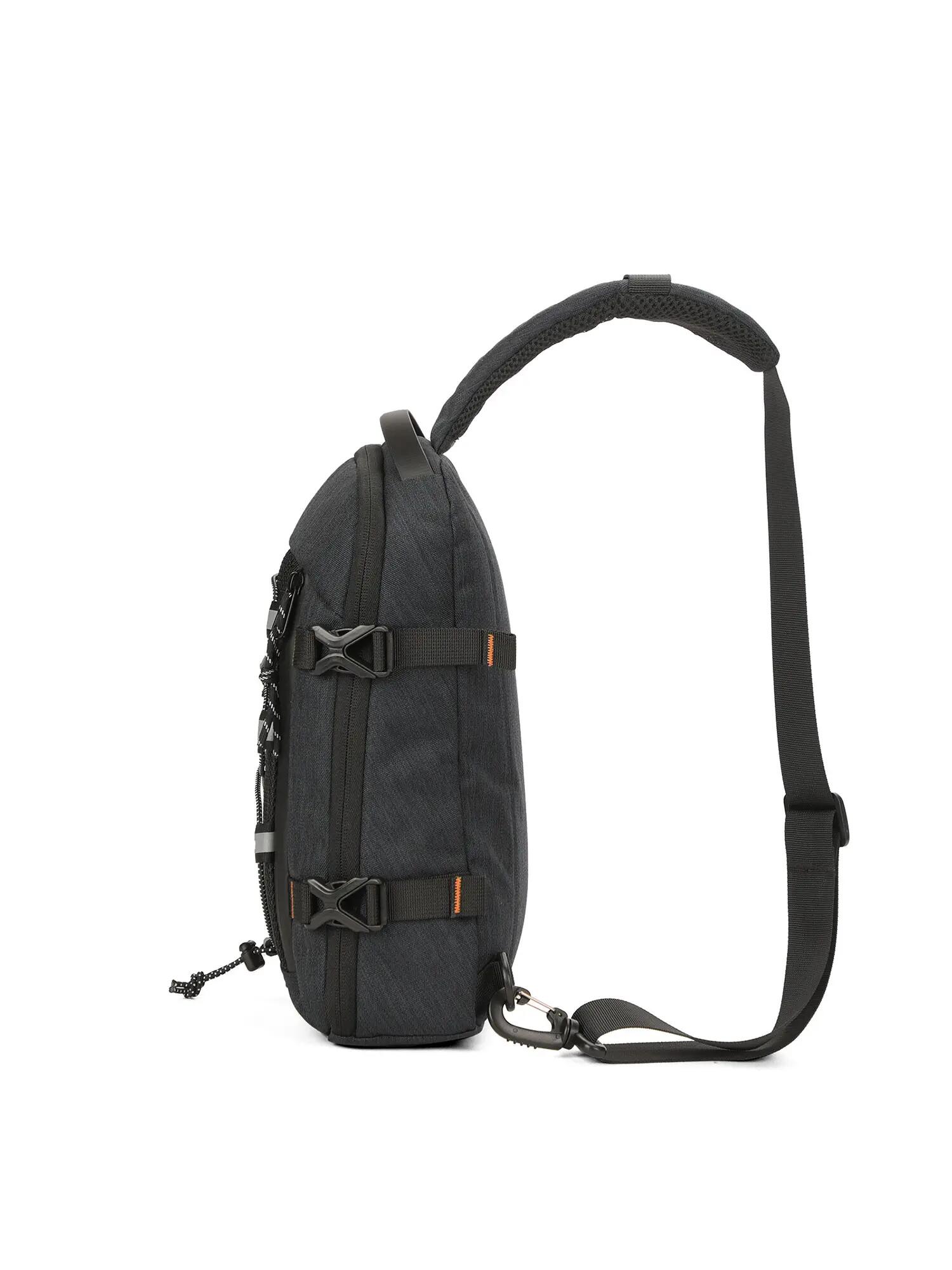 Marsupio Unisex Aoking Axton Ultra Sling Bag Grigio Nero Zip 3/6