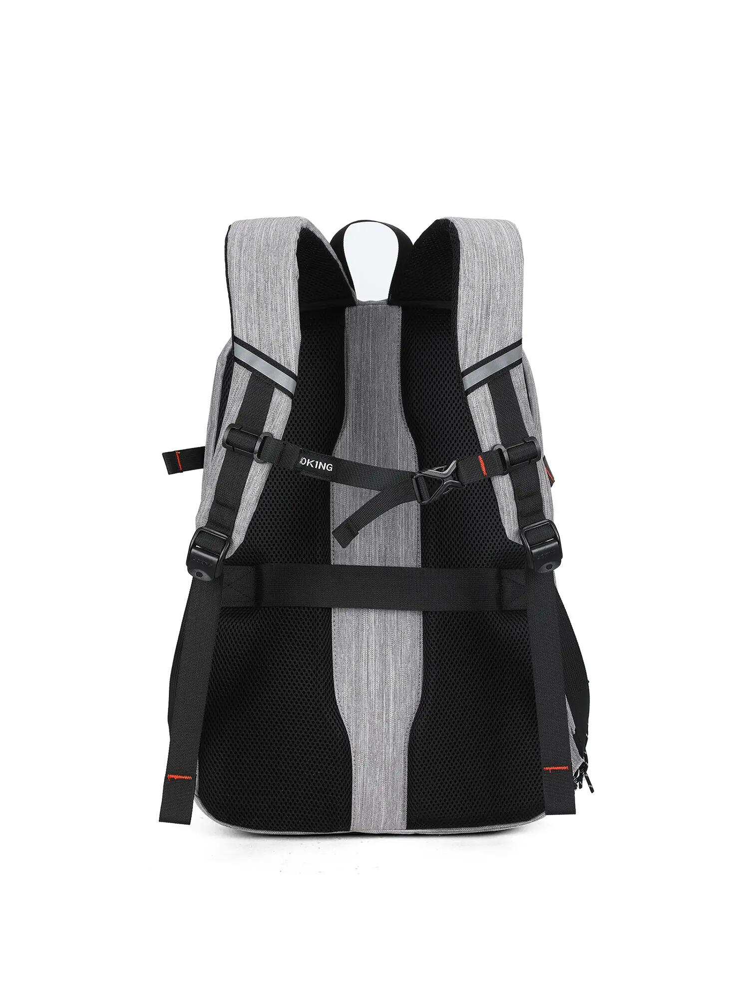 Aoking Riven Unisex Batoh Šedý Polyester - 3 Oddíly se Zipem 4/6