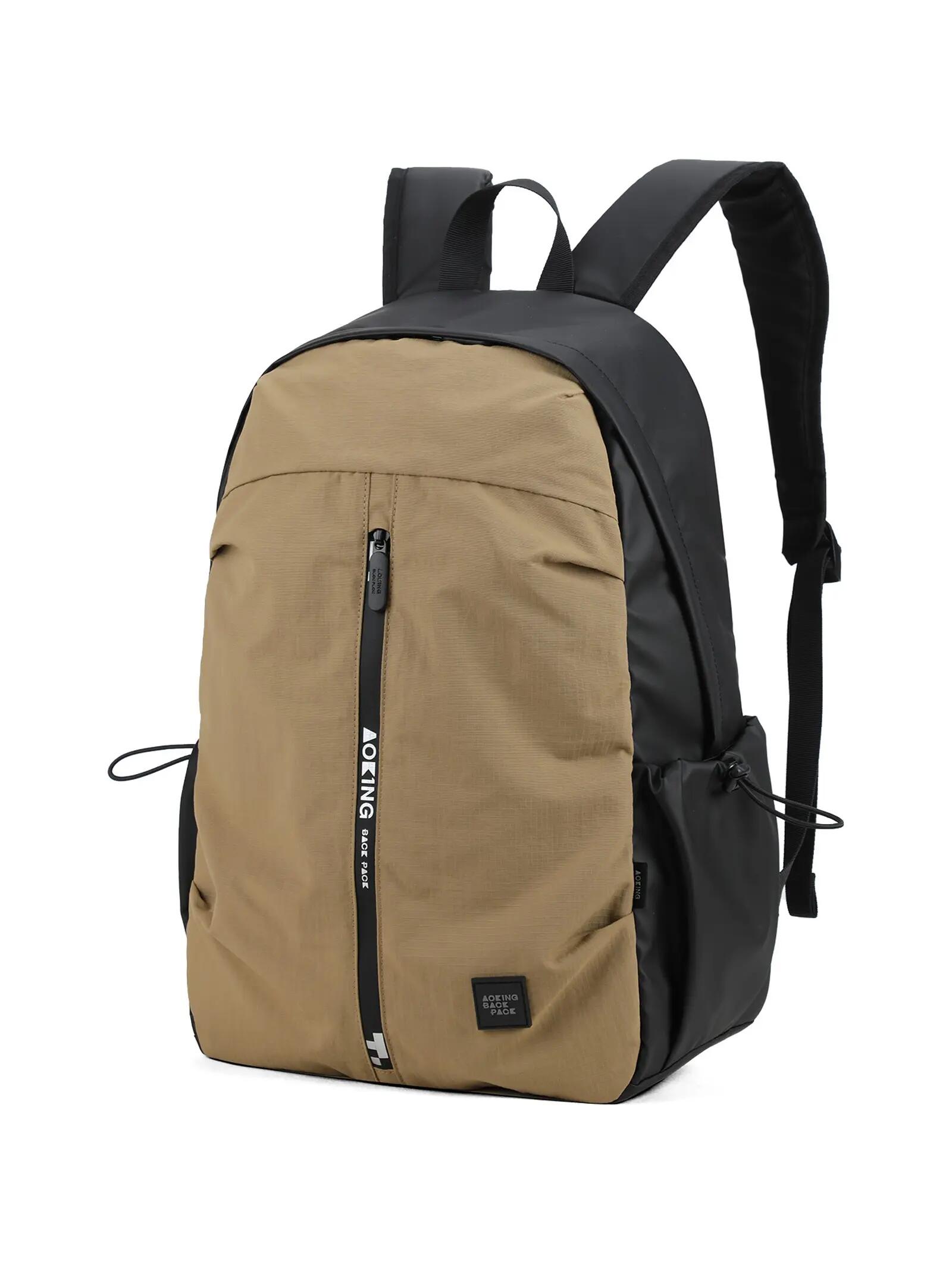 Sac à Dos Aoking Marron et Noir Unisexe avec Fermeture Éclair - Polyester Casual 2/6