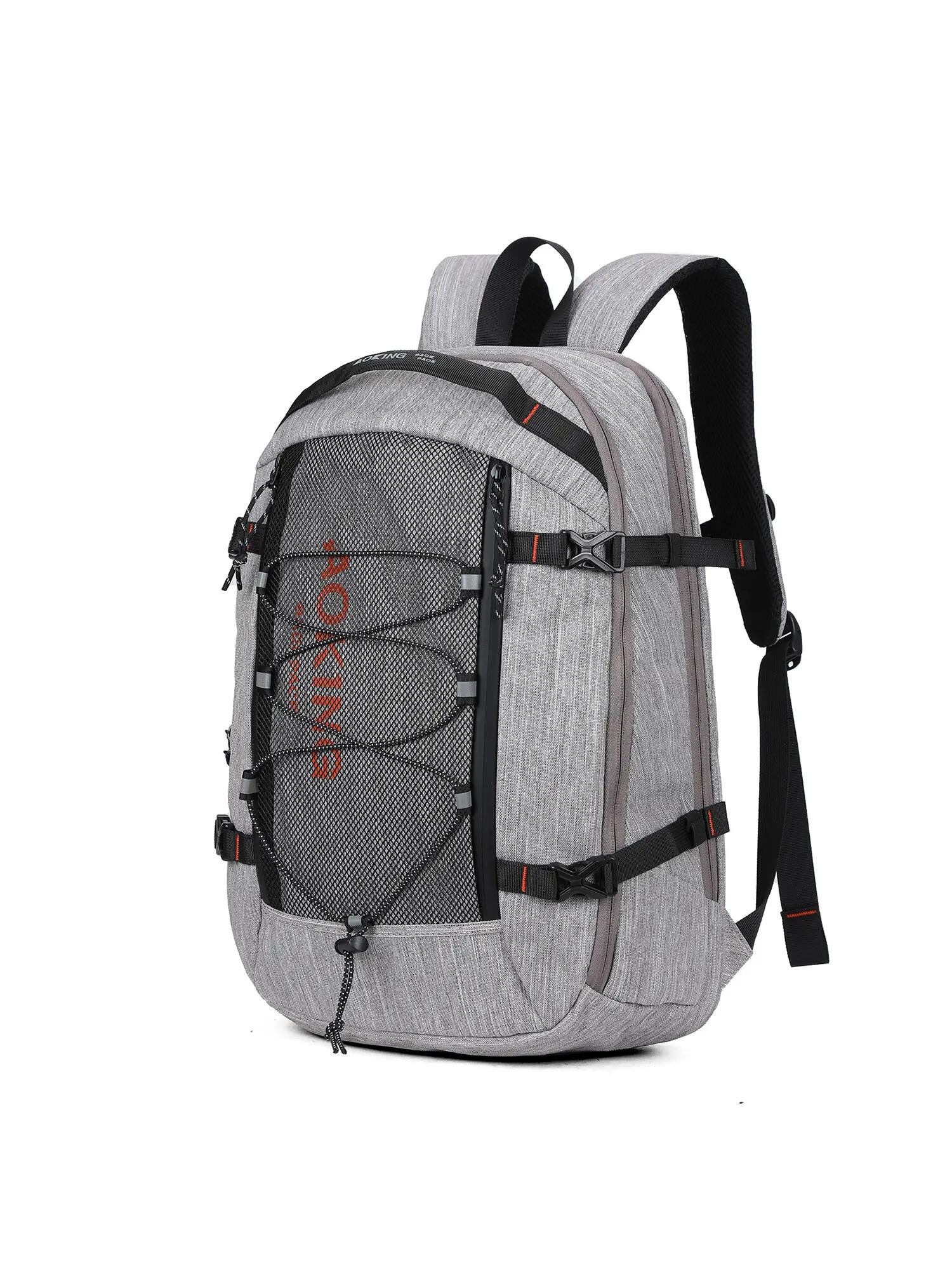 Aoking Riven Unisex Batoh Šedý Polyester - 3 Oddíly se Zipem 2/6