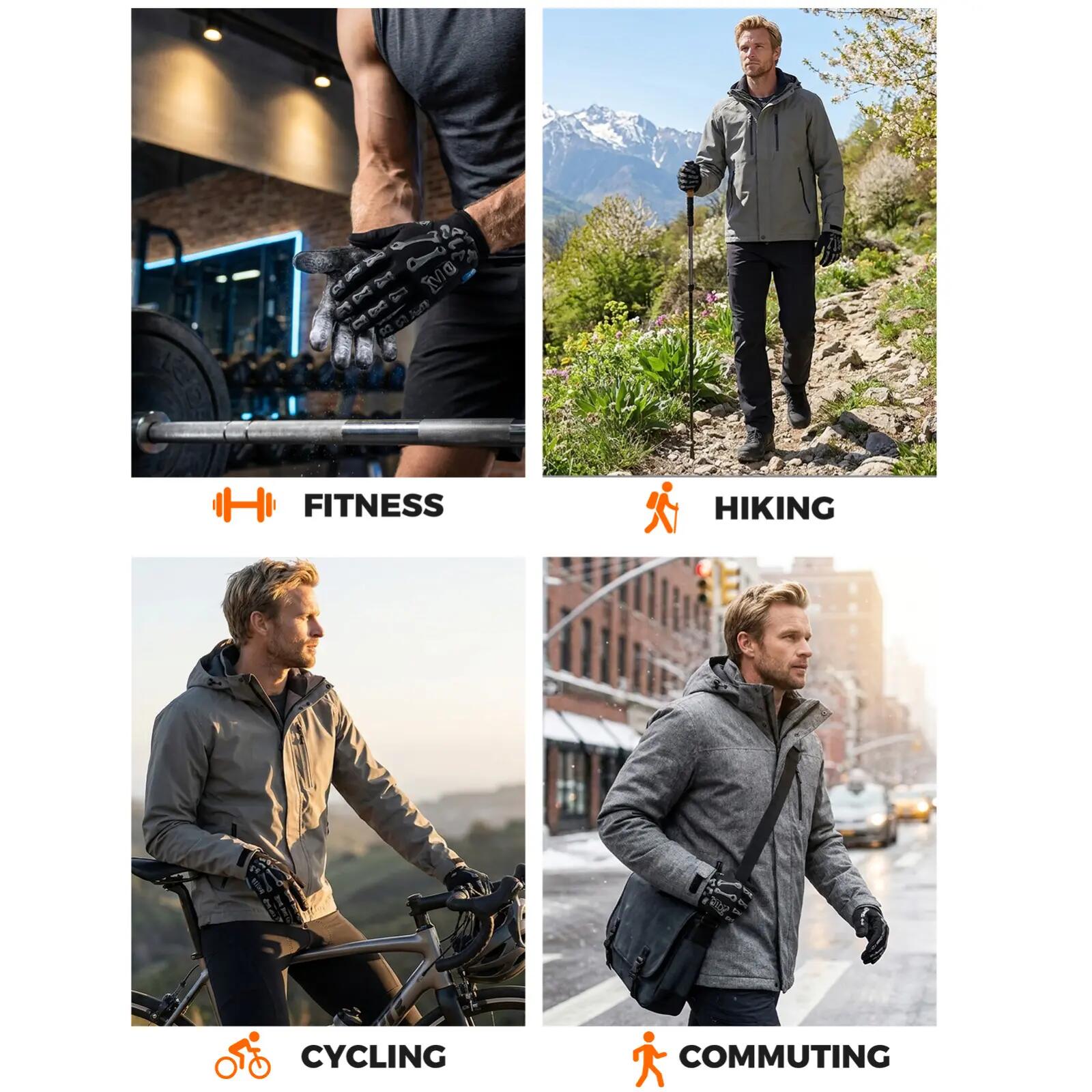 Vollfinger Fahrradhandschuhe mit Touchscreen und SBR-Dämpfung 7/7