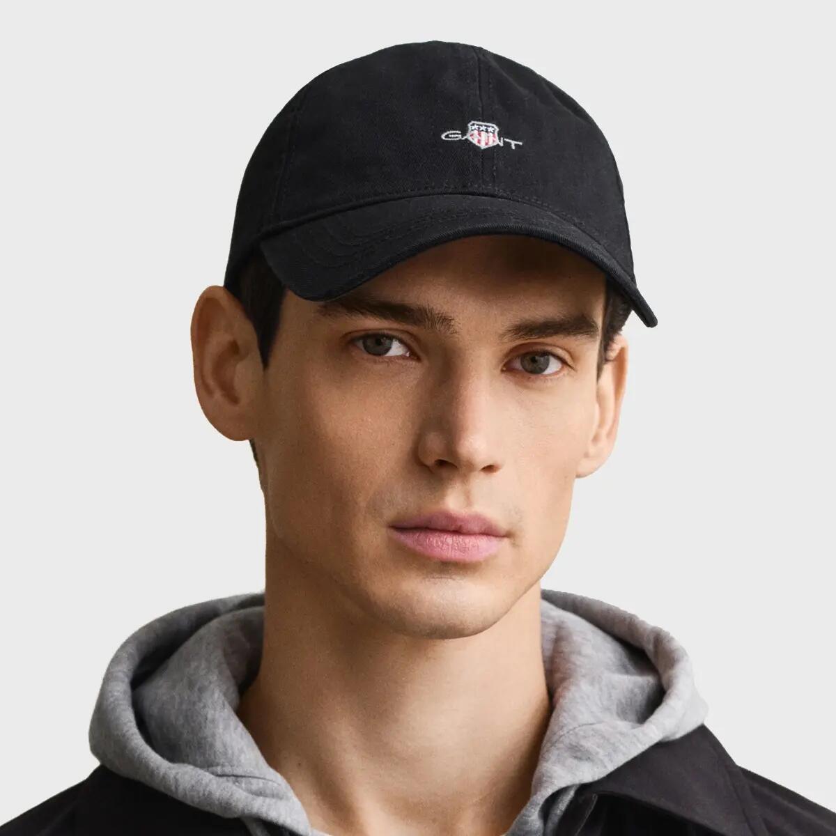 Herren Cap Shield Twill Schwarz 2/2