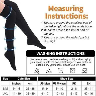 Lot de 3 paires de chaussettes de compression noires, hautes et confortables, id 6/7