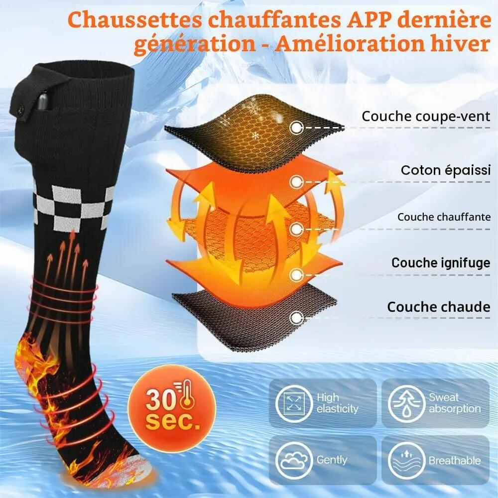 Chaussettes chauffantes rechargeables unisexes, 5000 mAh, 3 niveaux de chauffage 4/7