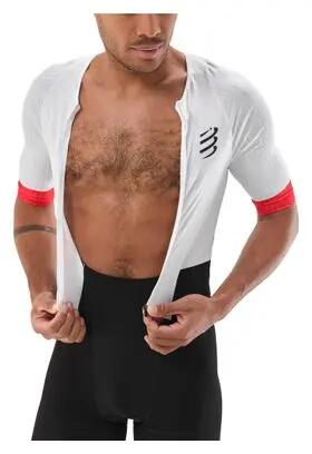 Fato de triatlo Compressport Stream Branco/Preto para homem 3/4