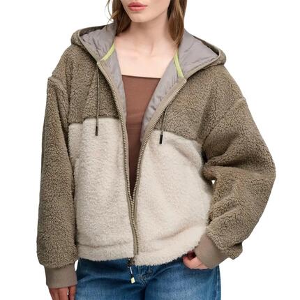 Veste sherpa à capuche femme beige femme Superdry Super Soft Ziphood
