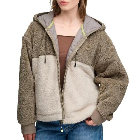 Veste sherpa à capuche femme beige femme Superdry Super Soft Ziphood