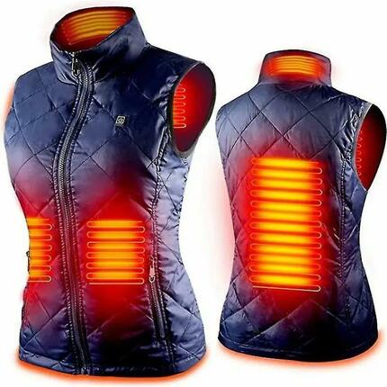 Gilet Chauffant Femme avec 4 Zones Chauffantes, Veste Chauffante Cou - Bleu XL