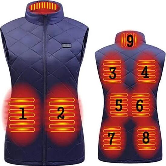 Gilet chauffant pour femme, veste chauffante pour le cou, 9 zones de chauffage,