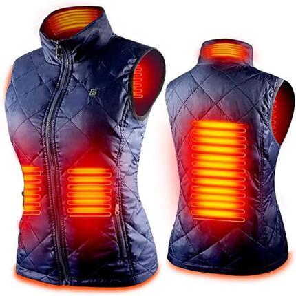 Gilet chauffant femme 4 zones chauffantes, veste chauffante cou