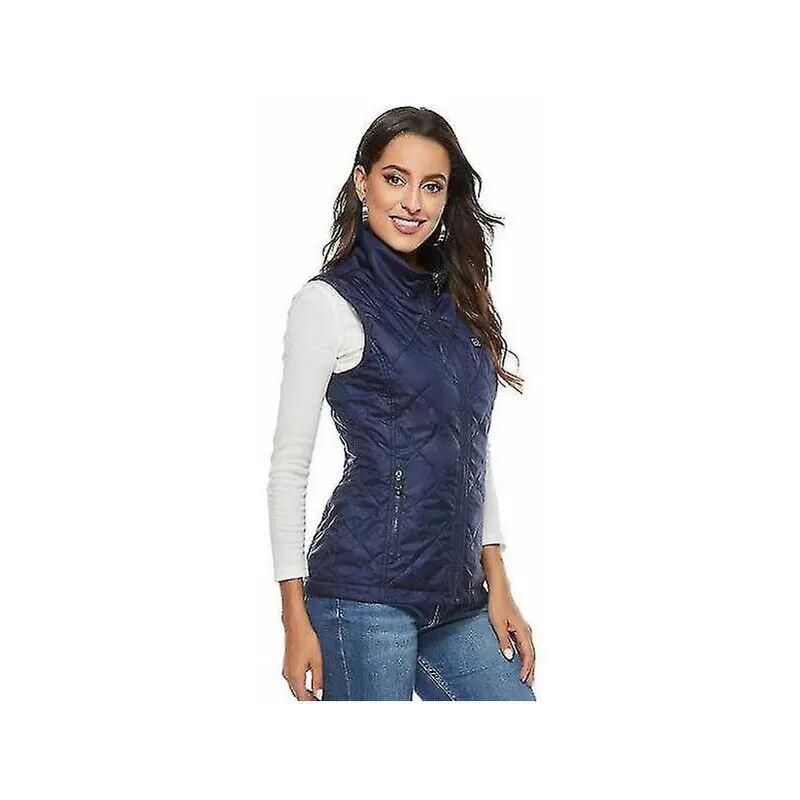 Gilet Chauffant Femme avec 4 Zones Chauffantes, Veste Chauffante Cou - Bleu XL 4/6