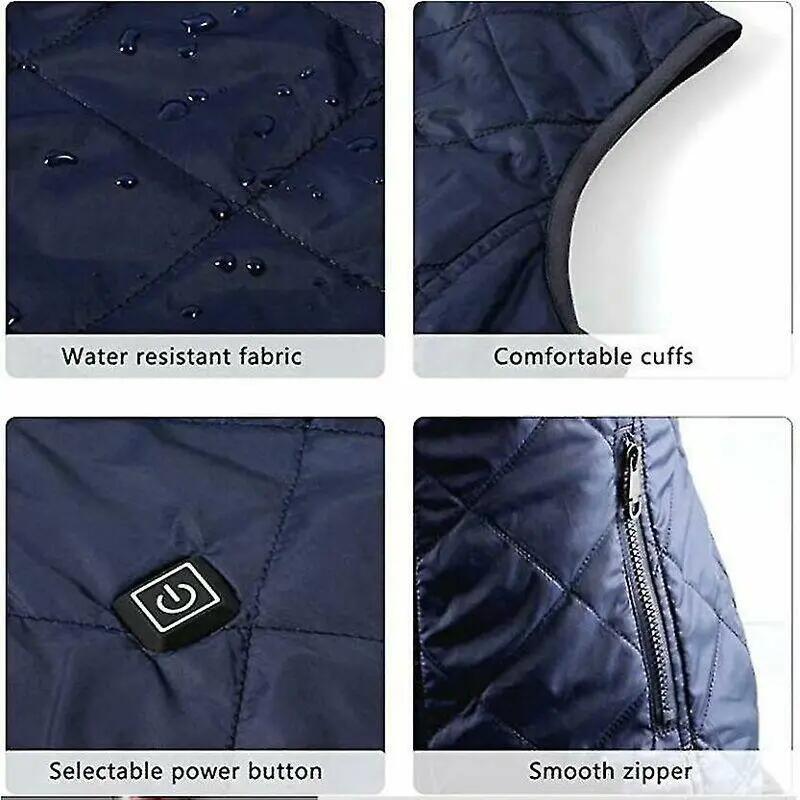 Gilet Chauffant Femme avec 4 Zones Chauffantes, Veste Chauffante Cou - Bleu XL 3/6