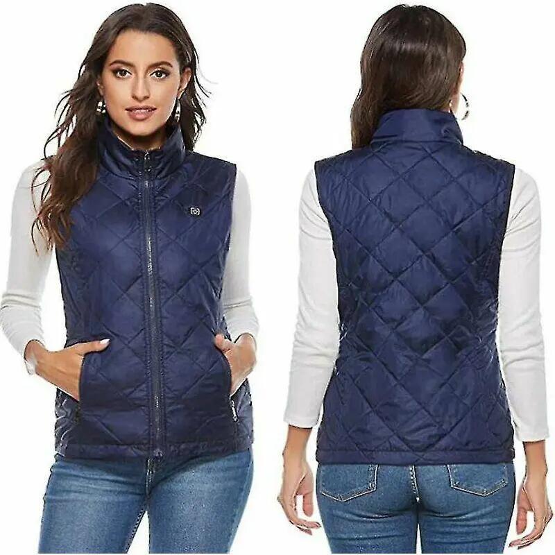 Gilet Chauffant Femme avec 4 Zones Chauffantes, Veste Chauffante Cou - Bleu XL 2/6