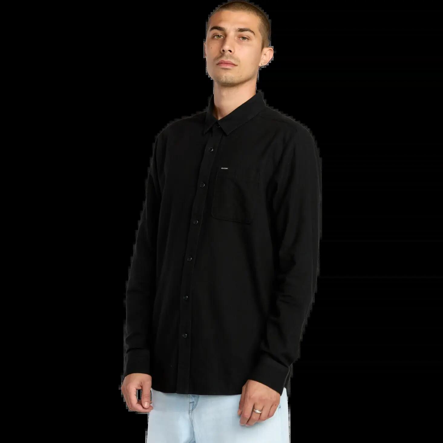 Camisa Volcom Caden Solid Preto Antigo 3/4