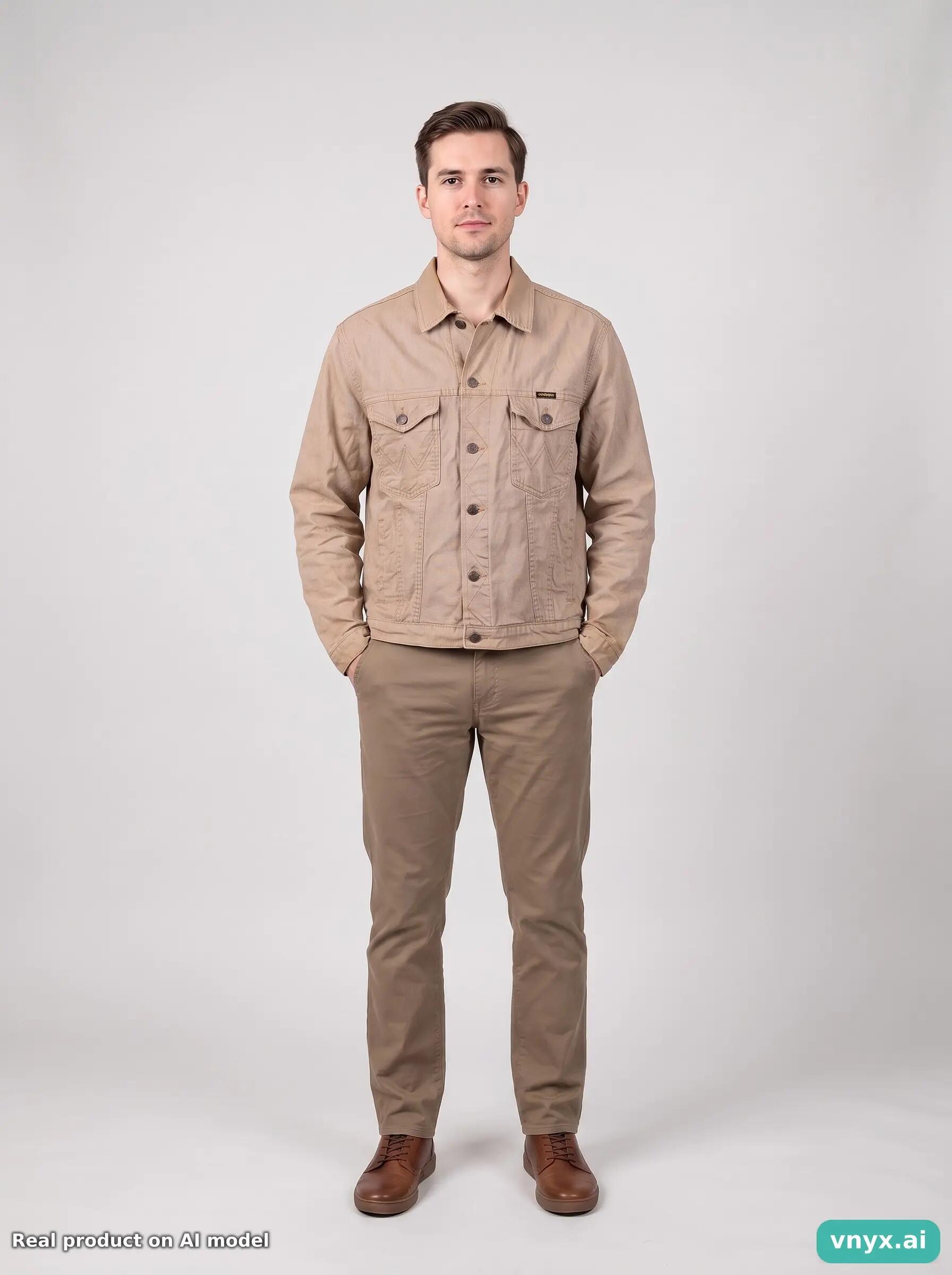 Second Life - Vintage Wrangler Light Beige Denim Jacket Men M 6/6