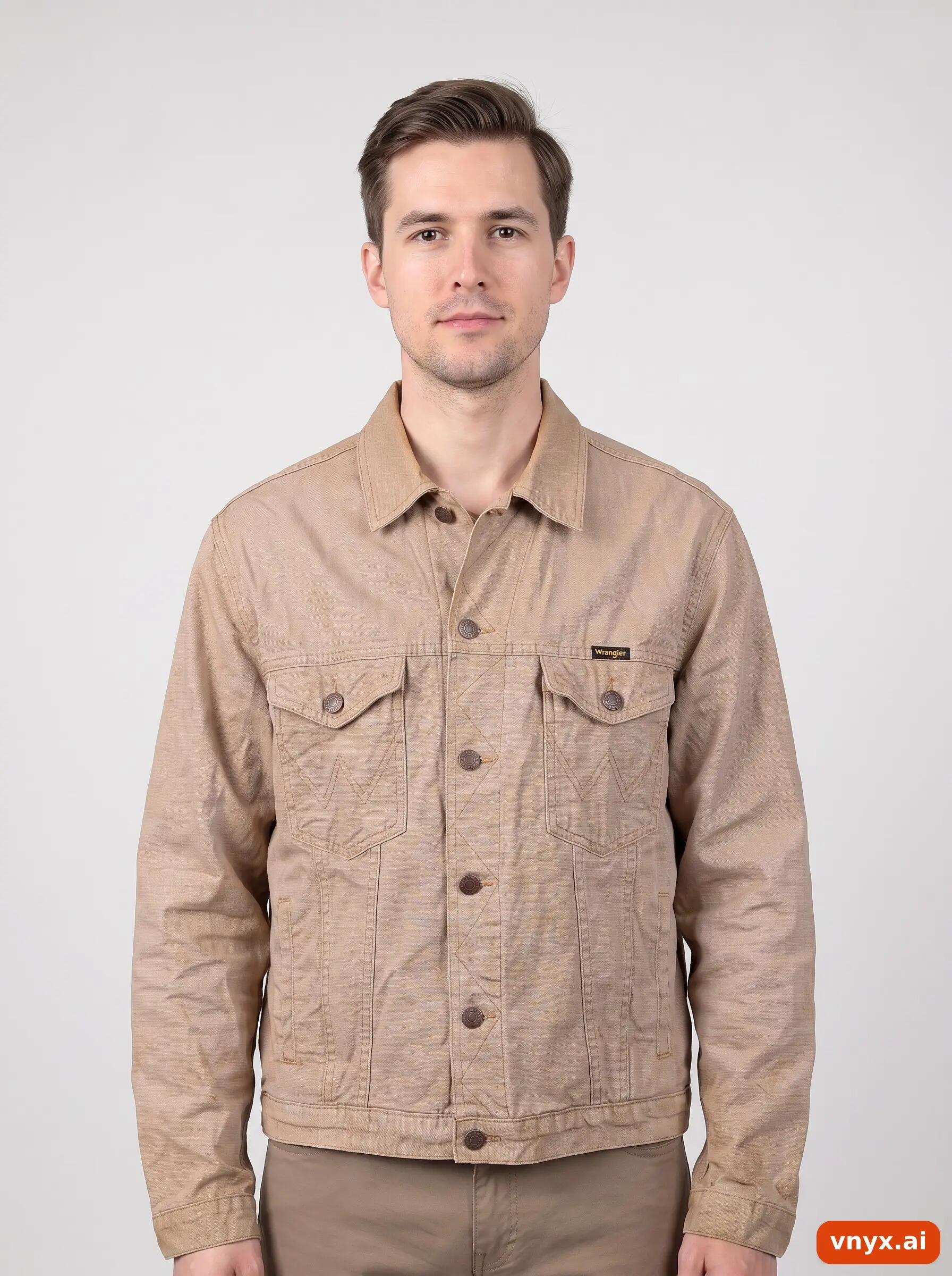Second Life - Vintage Wrangler Light Beige Denim Jacket Men M 5/6