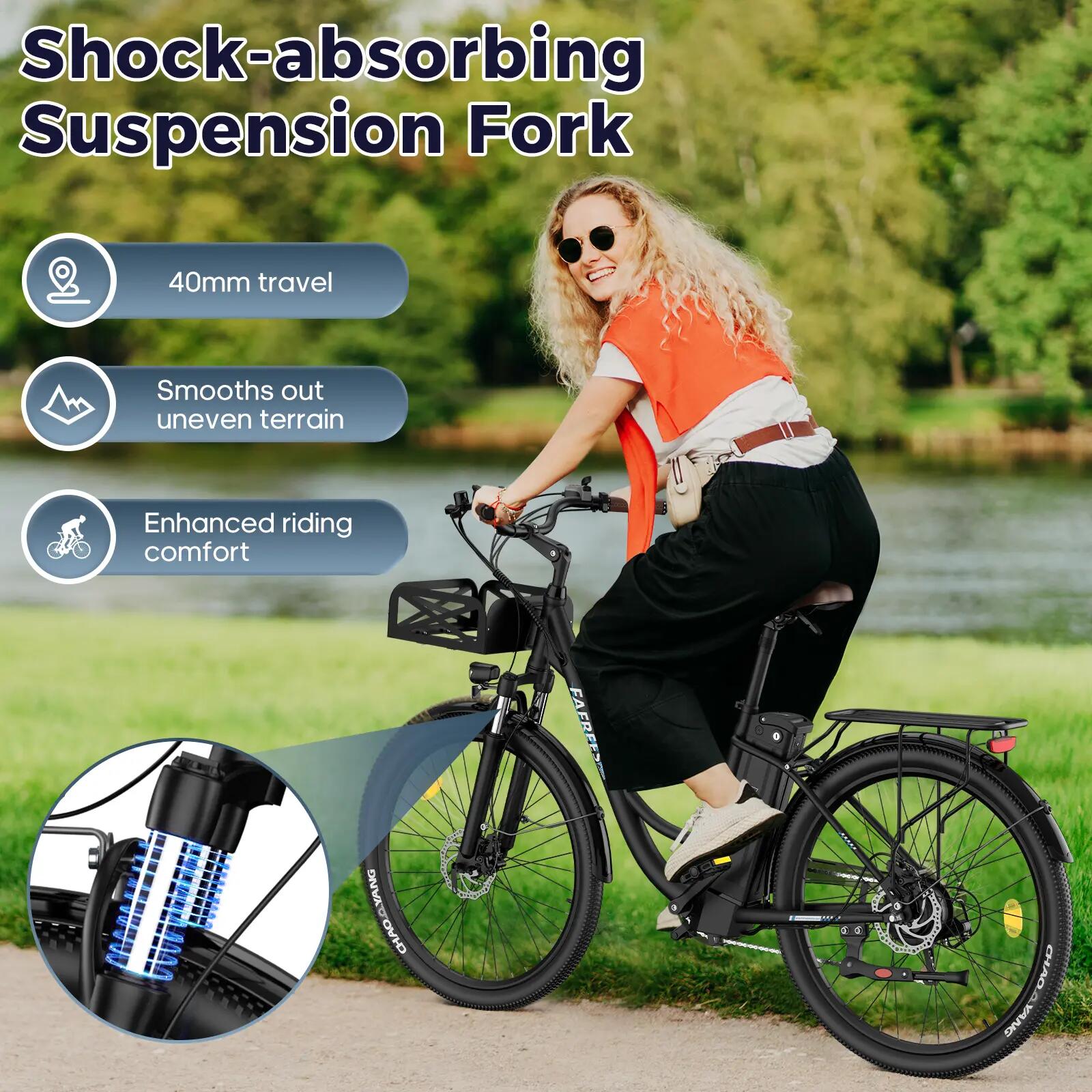 Electric Bicycle Fafrees F26 Lasting 26" Tire 250W Motor 36V 25Ah Battery, Black 9/15