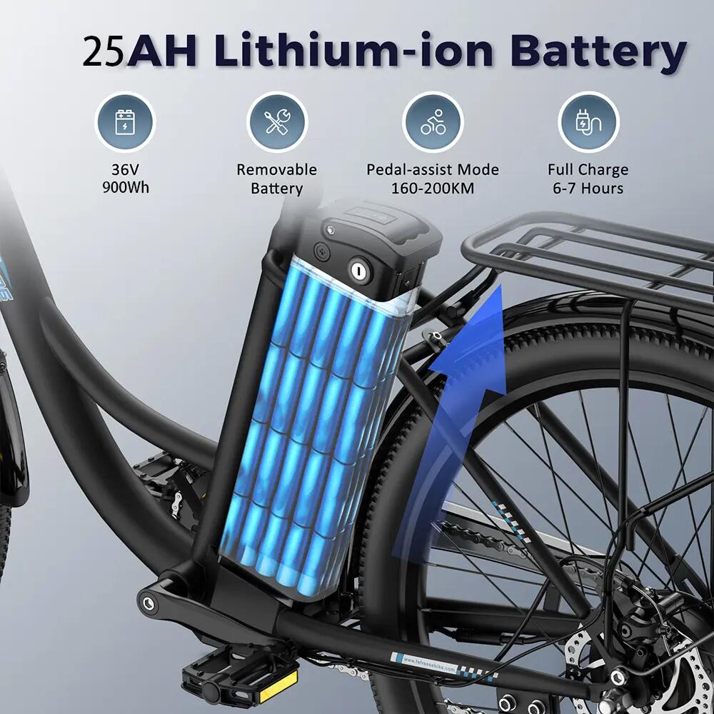 Electric Bicycle Fafrees F26 Lasting 26" Tire 250W Motor 36V 25Ah Battery, Black 8/15